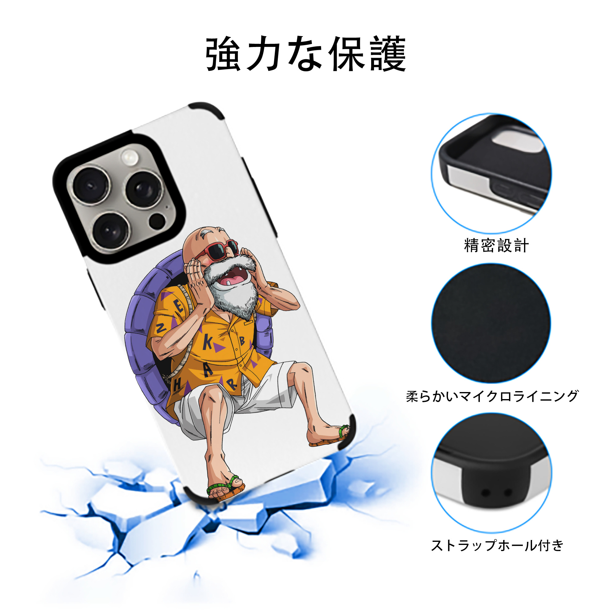 ドラゴンボール 亀仙人（かめせんにん） DRAGON BALL Master Roshi Kame Sennin 【iPhone15ProMax対応】 PUレザー スマホケース 耐衝撃＆黄変防止