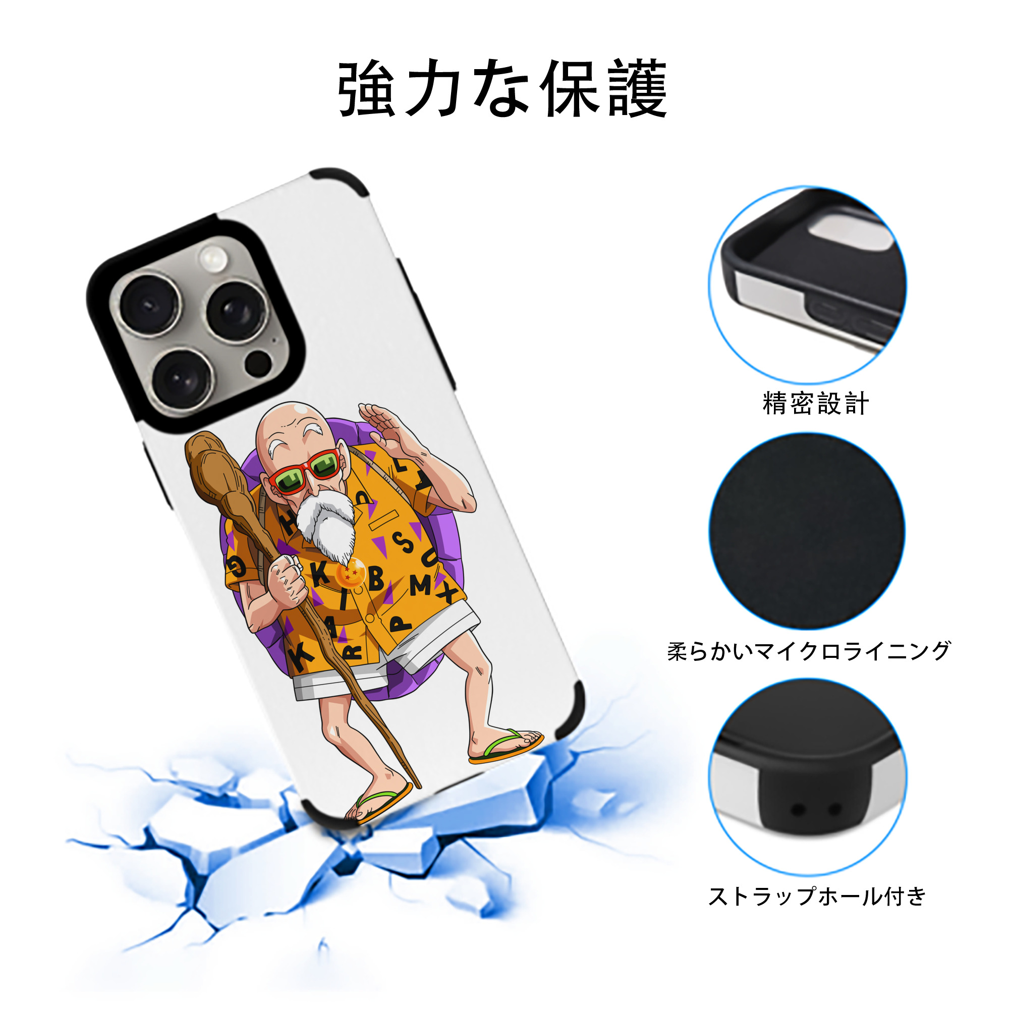 ドラゴンボール 亀仙人（かめせんにん） DRAGON BALL Master Roshi Kame Sennin 【iPhone15ProMax対応】 PUレザー スマホケース 耐衝撃＆黄変防止