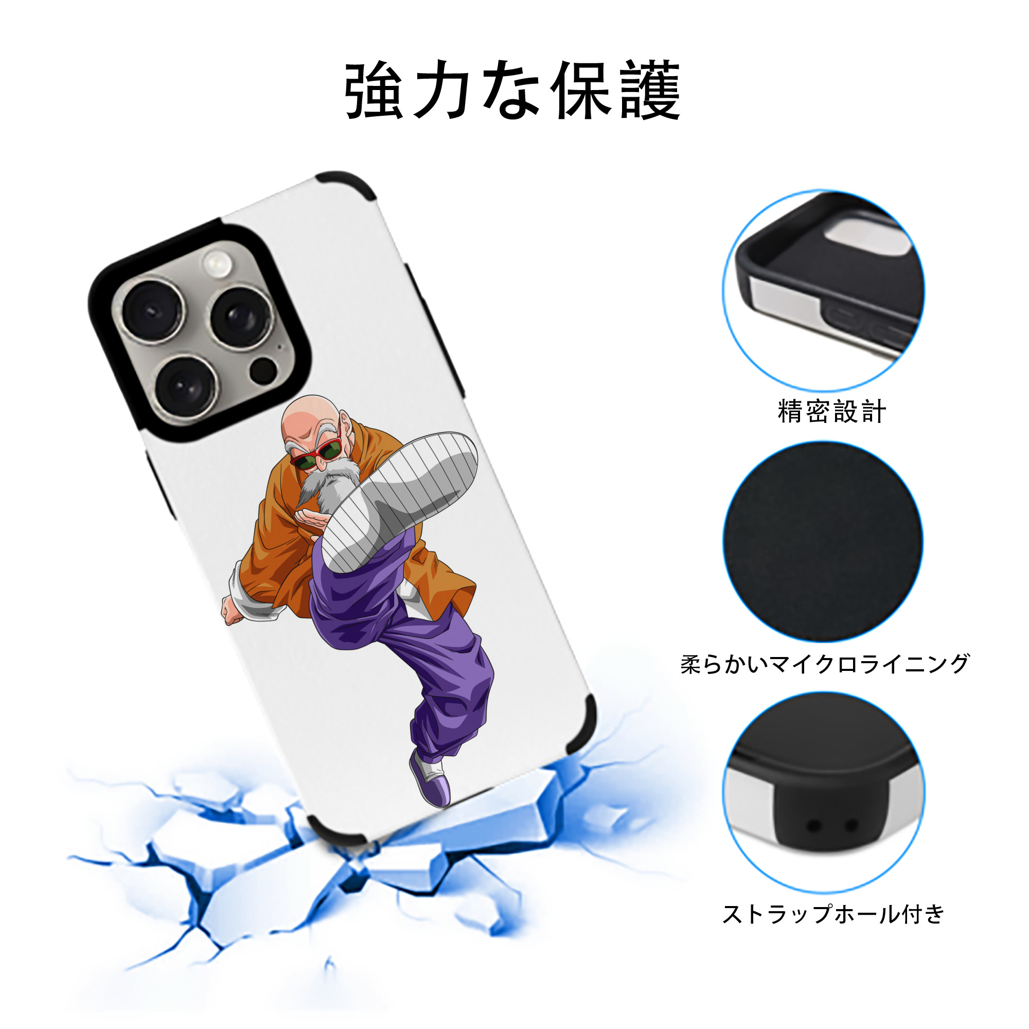 ドラゴンボール 亀仙人（かめせんにん） DRAGON BALL Master Roshi Kame Sennin 【iPhone15ProMax対応】 PUレザー スマホケース 耐衝撃＆黄変防止
