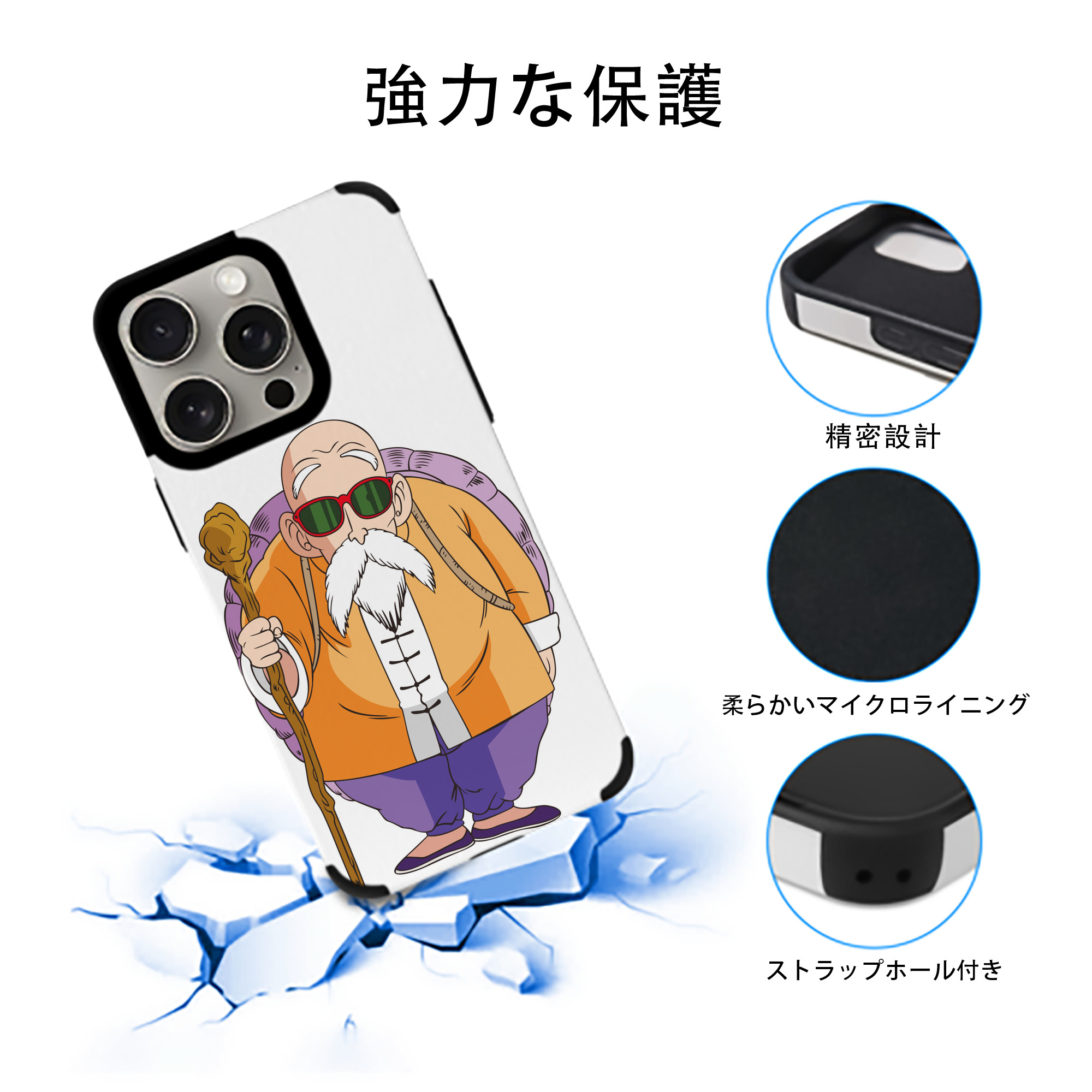 ドラゴンボール 亀仙人（かめせんにん） DRAGON BALL Master Roshi Kame Sennin 【iPhone15ProMax対応】 PUレザー スマホケース 耐衝撃＆黄変防止