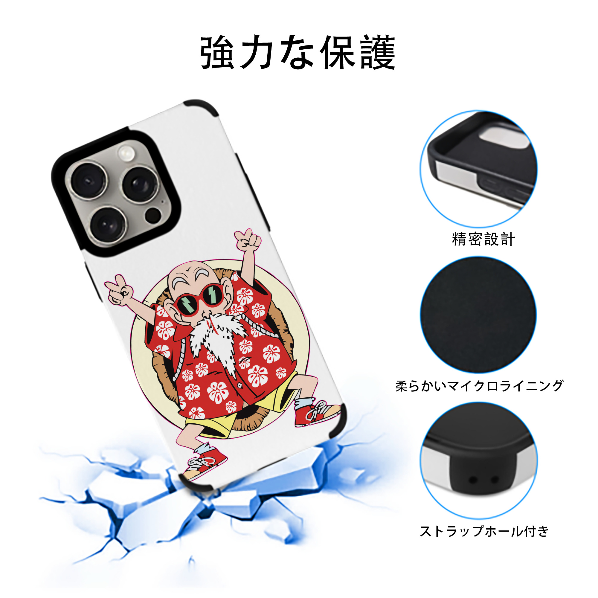 ドラゴンボール 亀仙人（かめせんにん） DRAGON BALL Master Roshi Kame Sennin 【iPhone15ProMax対応】 PUレザー スマホケース 耐衝撃＆黄変防止