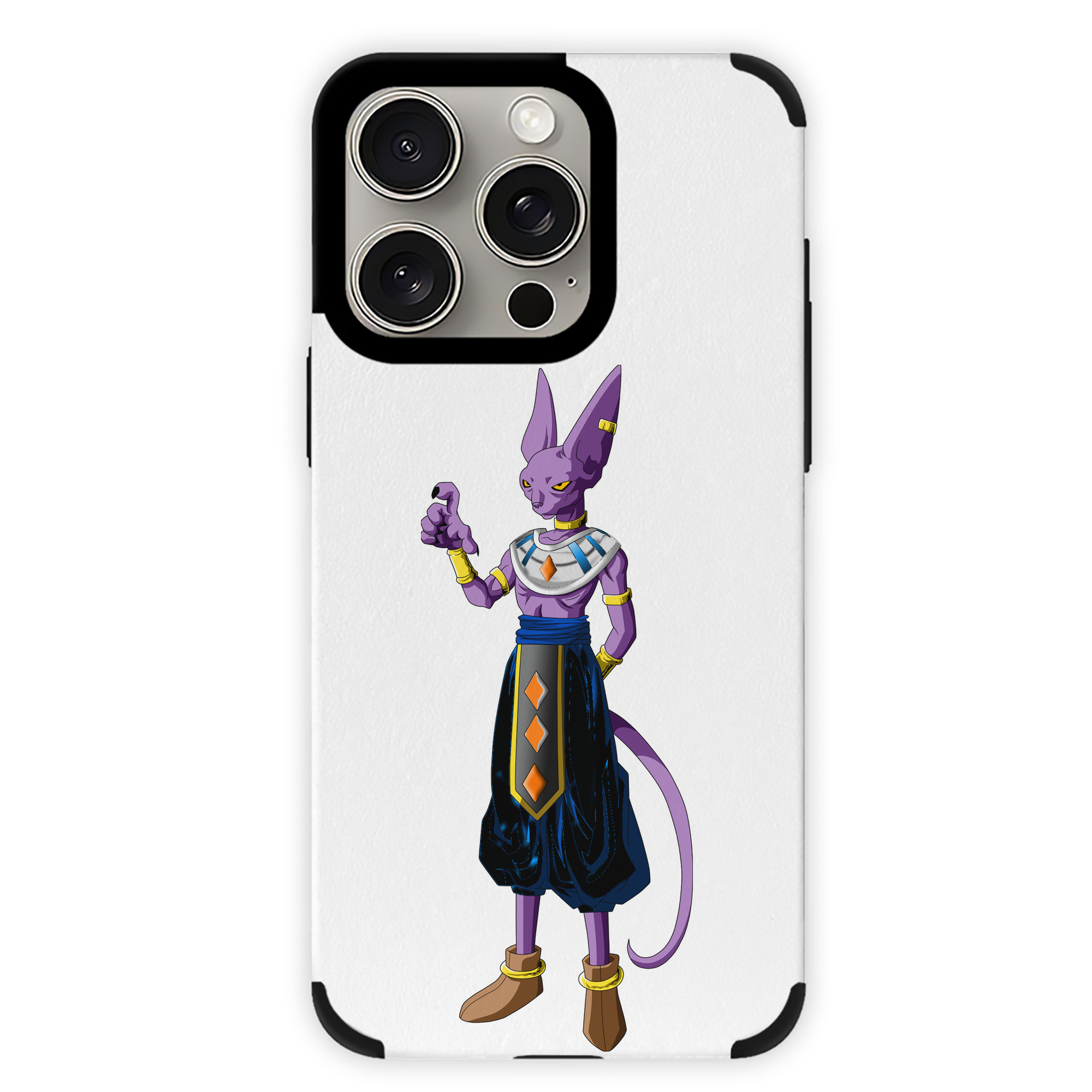 （画像用） ドラゴンボール ビルス 破壊神ビルス DRAGON BALL Beerus Birusu 【iPhone15ProMax対応】 PUレザー スマホケース 耐衝撃＆黄変防止