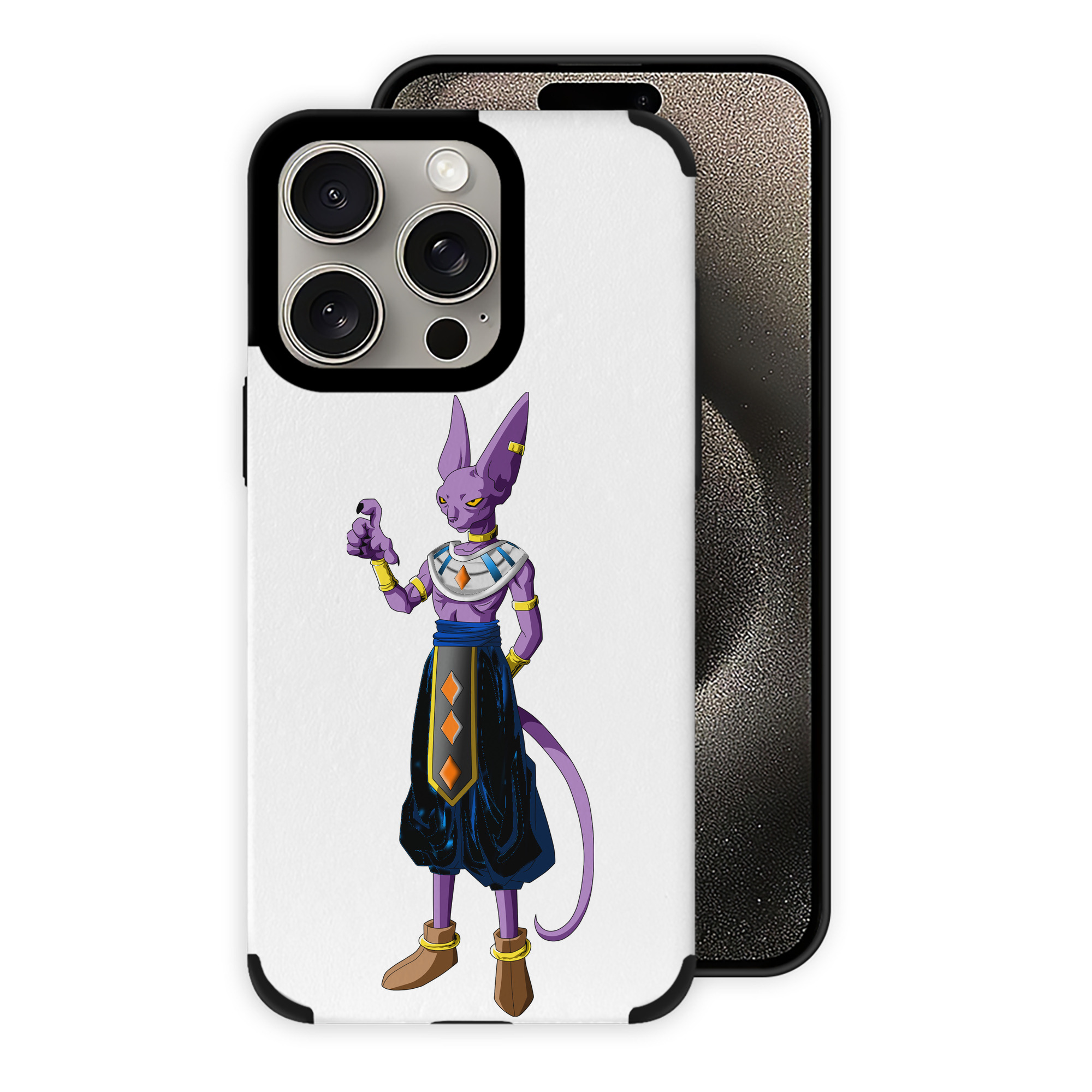 （画像用） ドラゴンボール ビルス 破壊神ビルス DRAGON BALL Beerus Birusu 【iPhone15ProMax対応】 PUレザー スマホケース 耐衝撃＆黄変防止