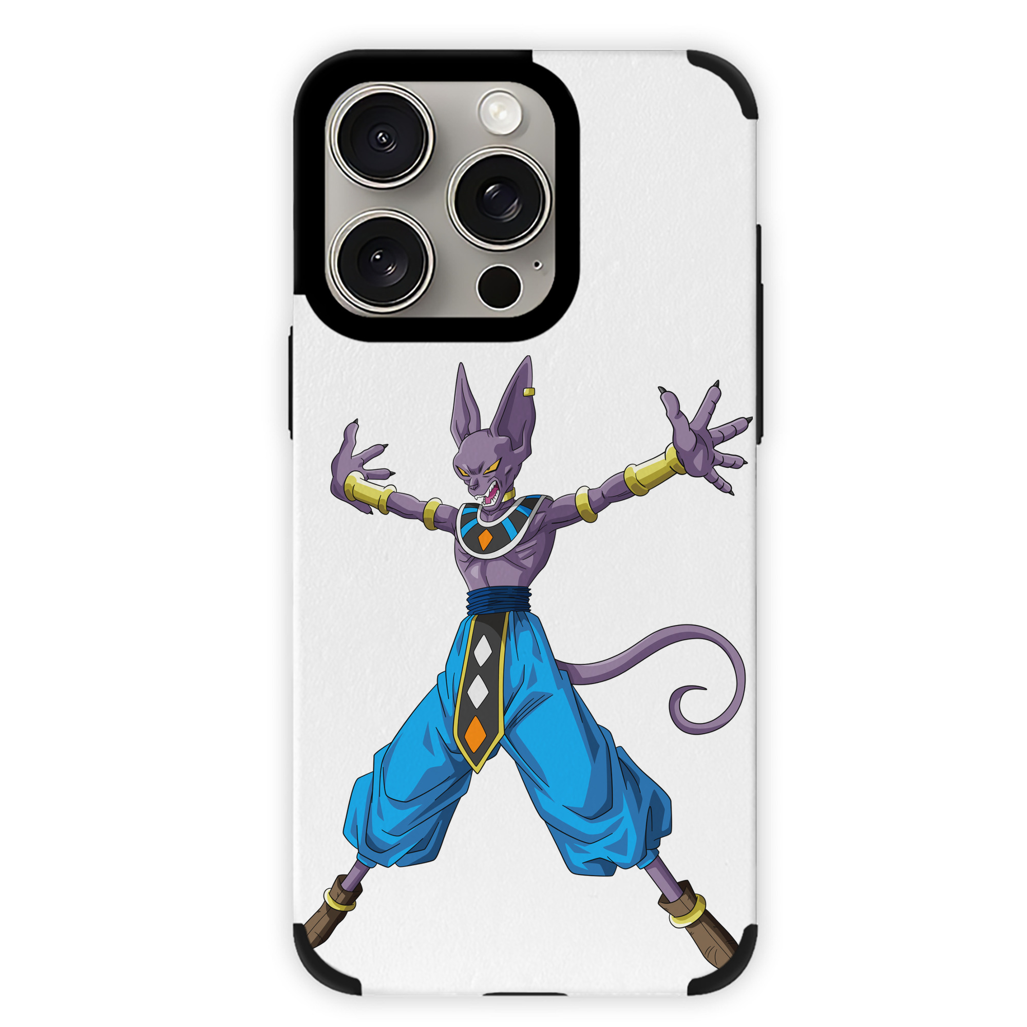 （画像用） ドラゴンボール ビルス 破壊神ビルス DRAGON BALL Beerus Birusu 【iPhone15ProMax対応】 PUレザー スマホケース 耐衝撃＆黄変防止