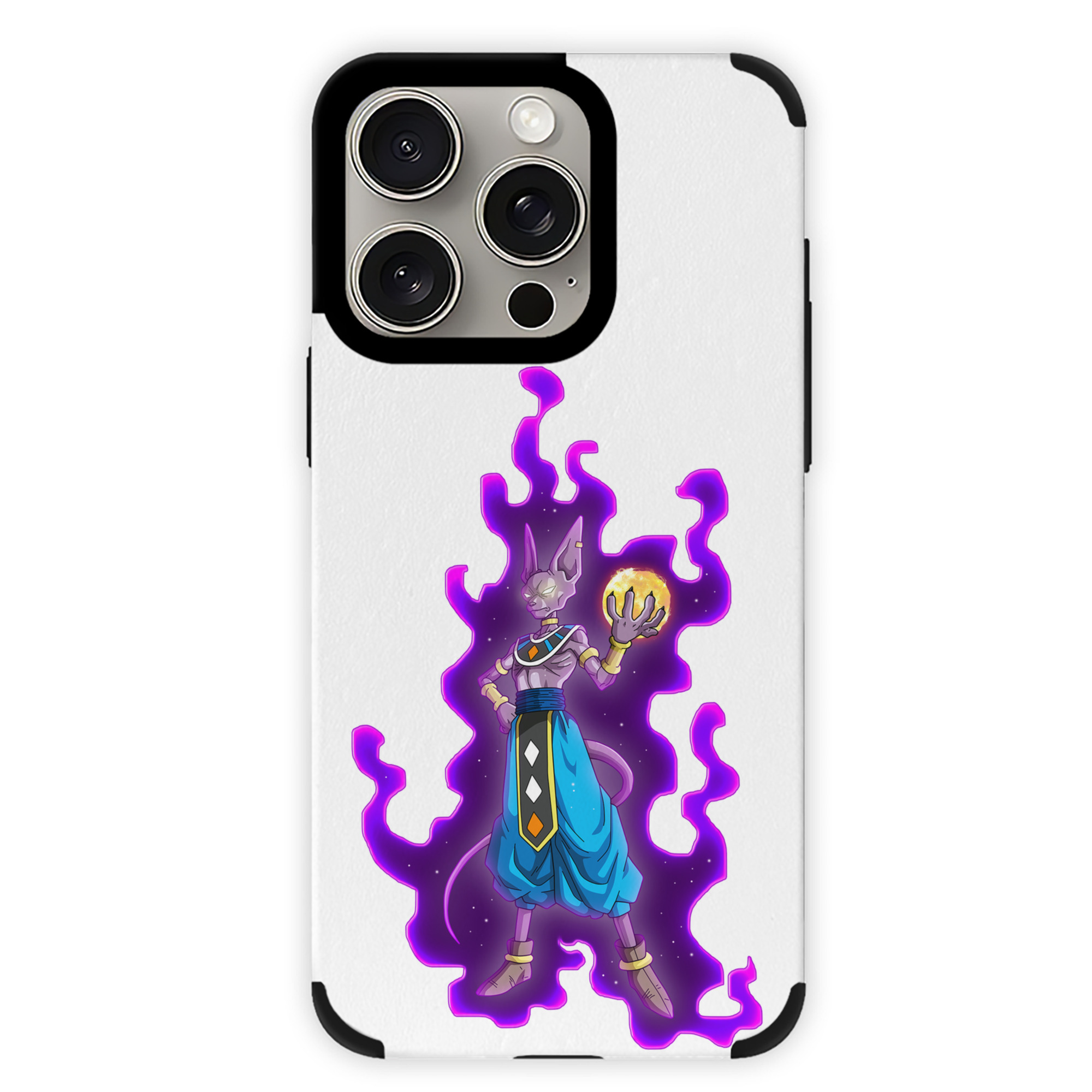 （画像用） ドラゴンボール ビルス 破壊神ビルス DRAGON BALL Beerus Birusu 【iPhone15ProMax対応】 PUレザー スマホケース 耐衝撃＆黄変防止