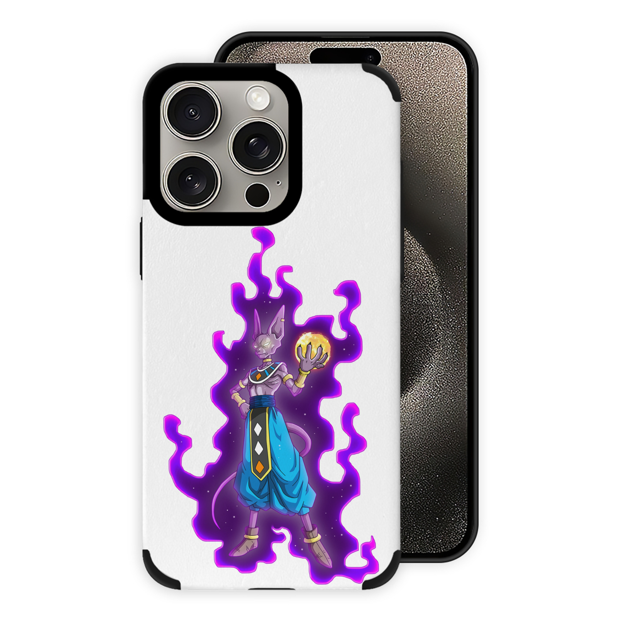 （画像用） ドラゴンボール ビルス 破壊神ビルス DRAGON BALL Beerus Birusu 【iPhone15ProMax対応】 PUレザー スマホケース 耐衝撃＆黄変防止