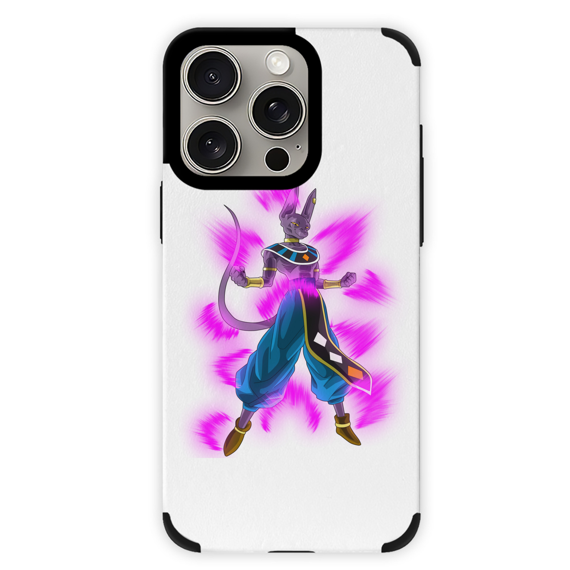 （画像用） ドラゴンボール ビルス 破壊神ビルス DRAGON BALL Beerus Birusu 【iPhone15ProMax対応】 PUレザー スマホケース 耐衝撃＆黄変防止