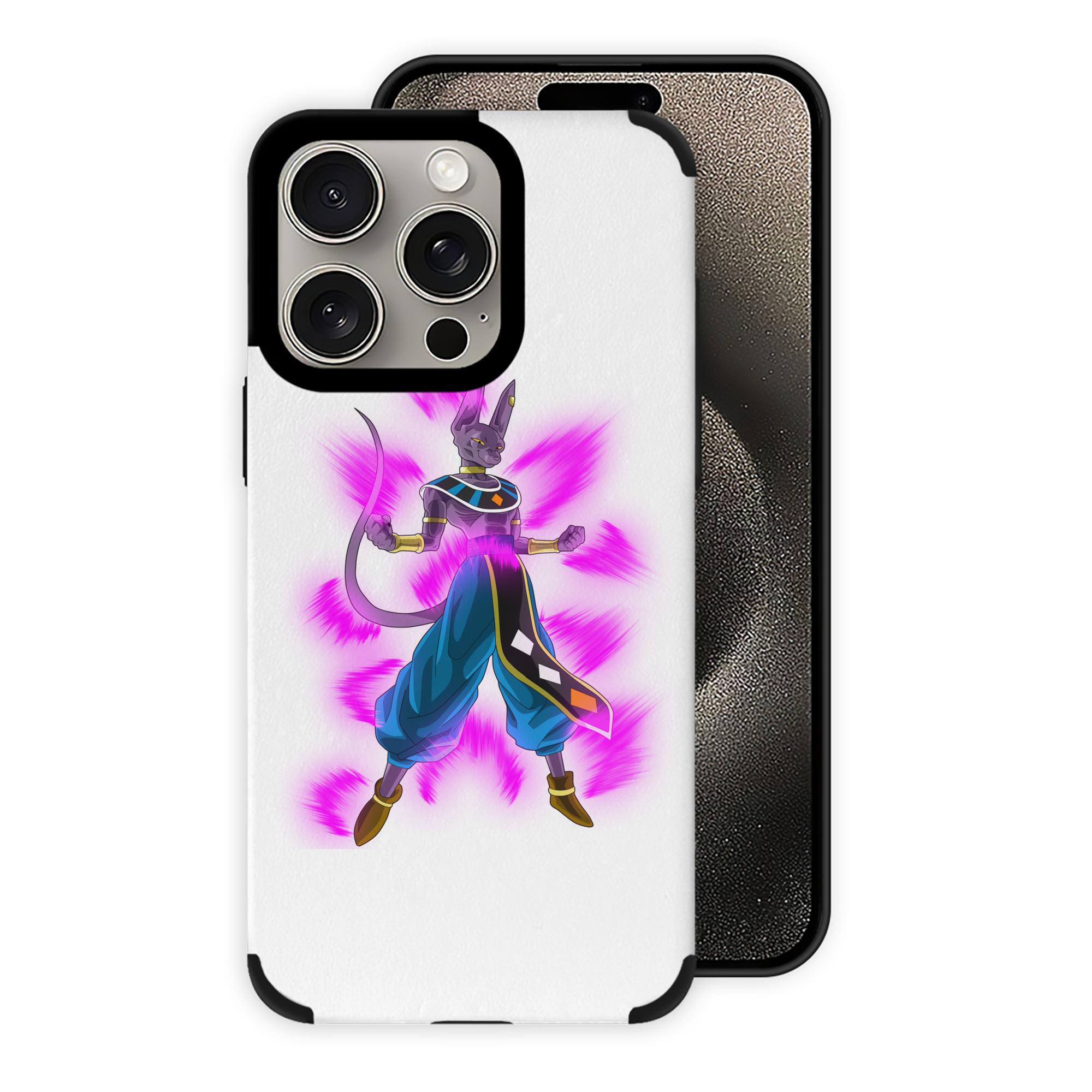 （画像用） ドラゴンボール ビルス 破壊神ビルス DRAGON BALL Beerus Birusu 【iPhone15ProMax対応】 PUレザー スマホケース 耐衝撃＆黄変防止