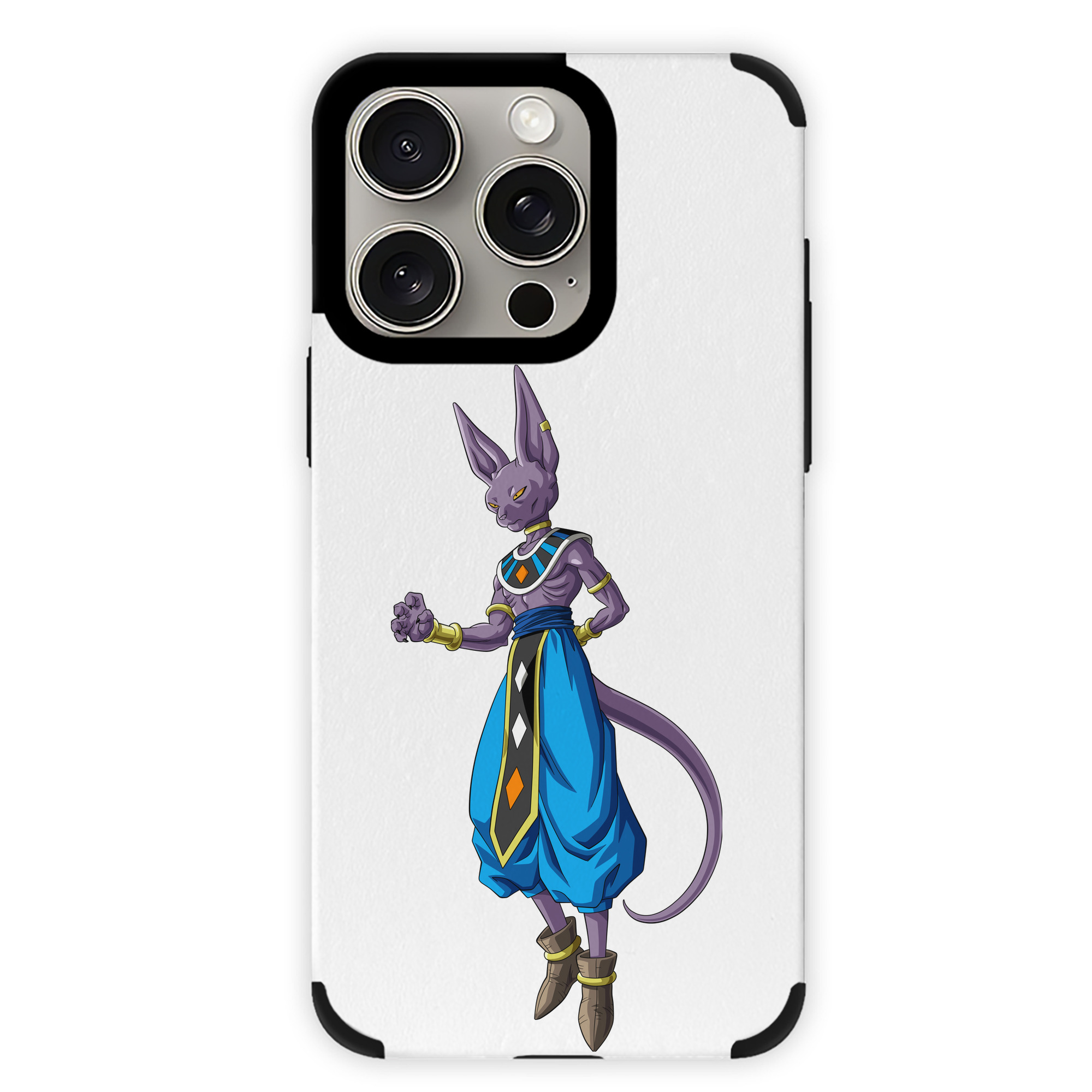 （画像用） ドラゴンボール ビルス 破壊神ビルス DRAGON BALL Beerus Birusu 【iPhone15ProMax対応】 PUレザー スマホケース 耐衝撃＆黄変防止