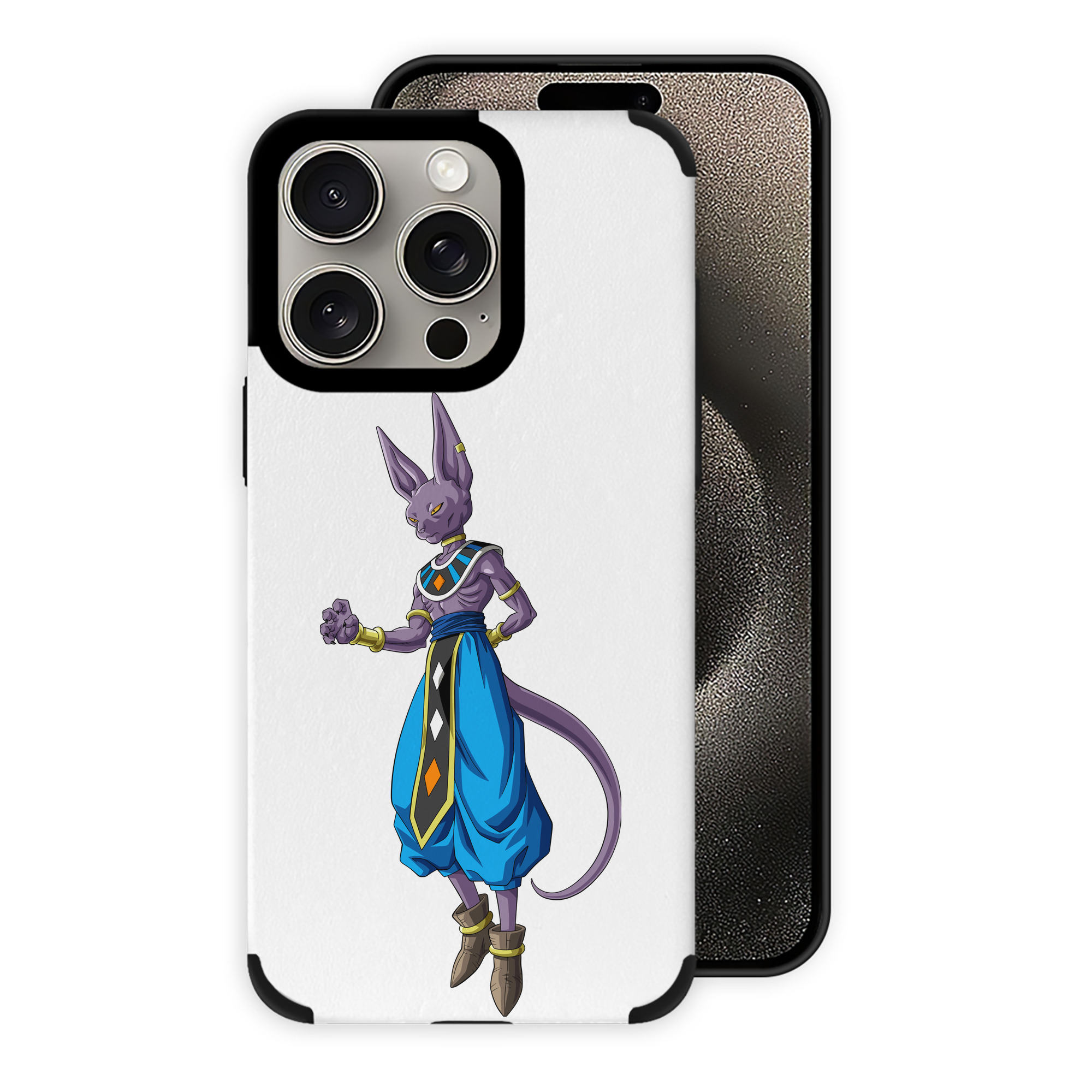 （画像用） ドラゴンボール ビルス 破壊神ビルス DRAGON BALL Beerus Birusu 【iPhone15ProMax対応】 PUレザー スマホケース 耐衝撃＆黄変防止