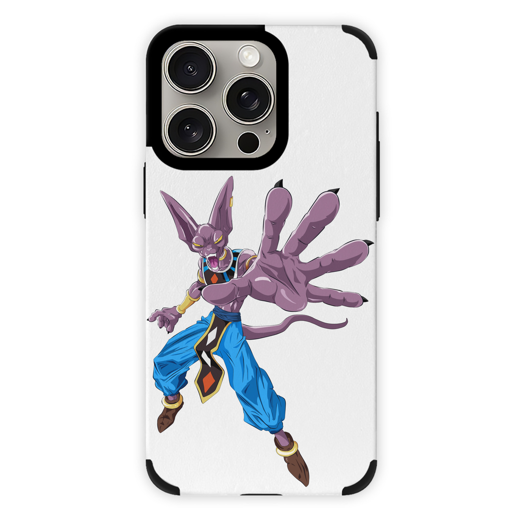 （画像用） ドラゴンボール ビルス 破壊神ビルス DRAGON BALL Beerus Birusu 【iPhone15ProMax対応】 PUレザー スマホケース 耐衝撃＆黄変防止