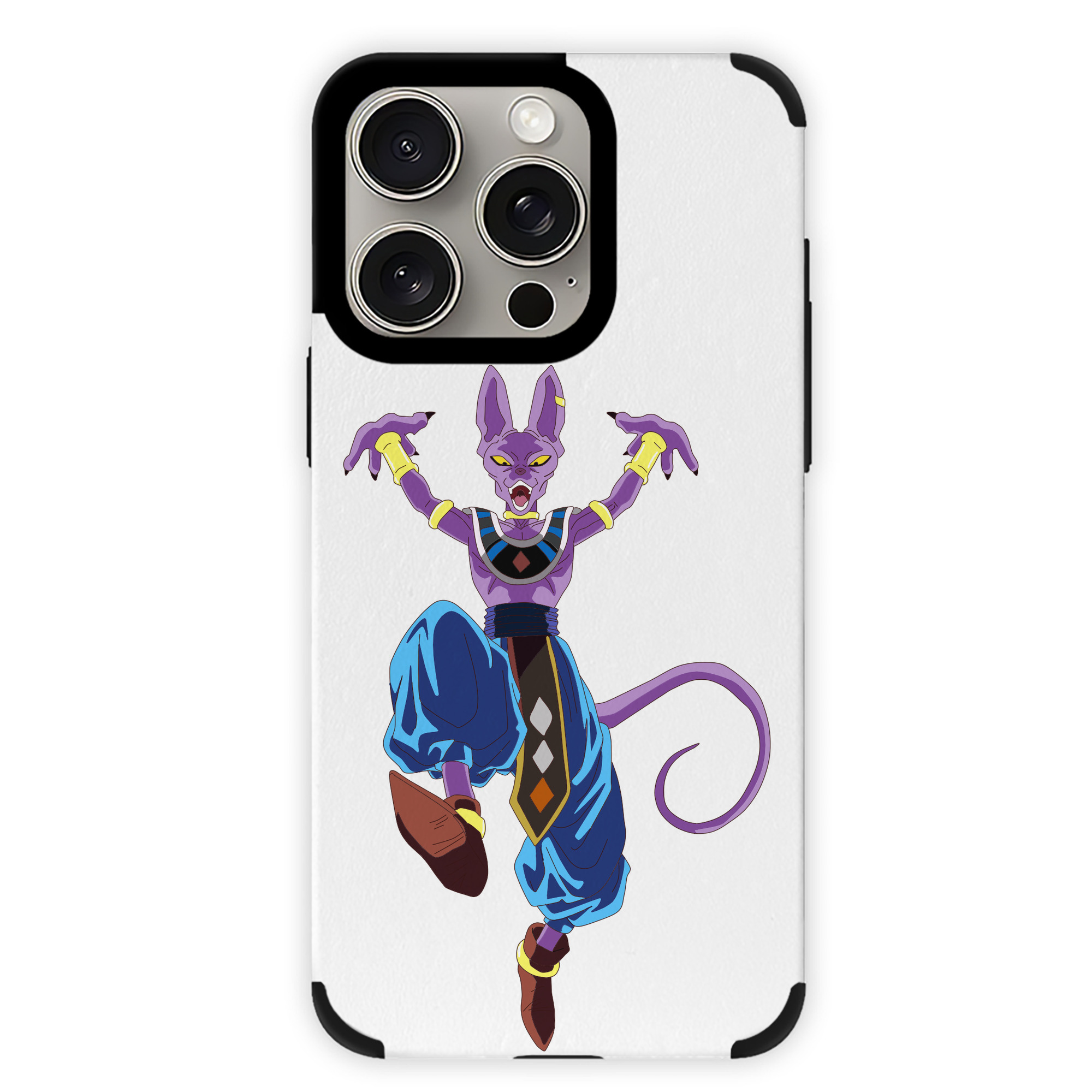 （画像用） ドラゴンボール ビルス 破壊神ビルス DRAGON BALL Beerus Birusu 【iPhone15ProMax対応】 PUレザー スマホケース 耐衝撃＆黄変防止