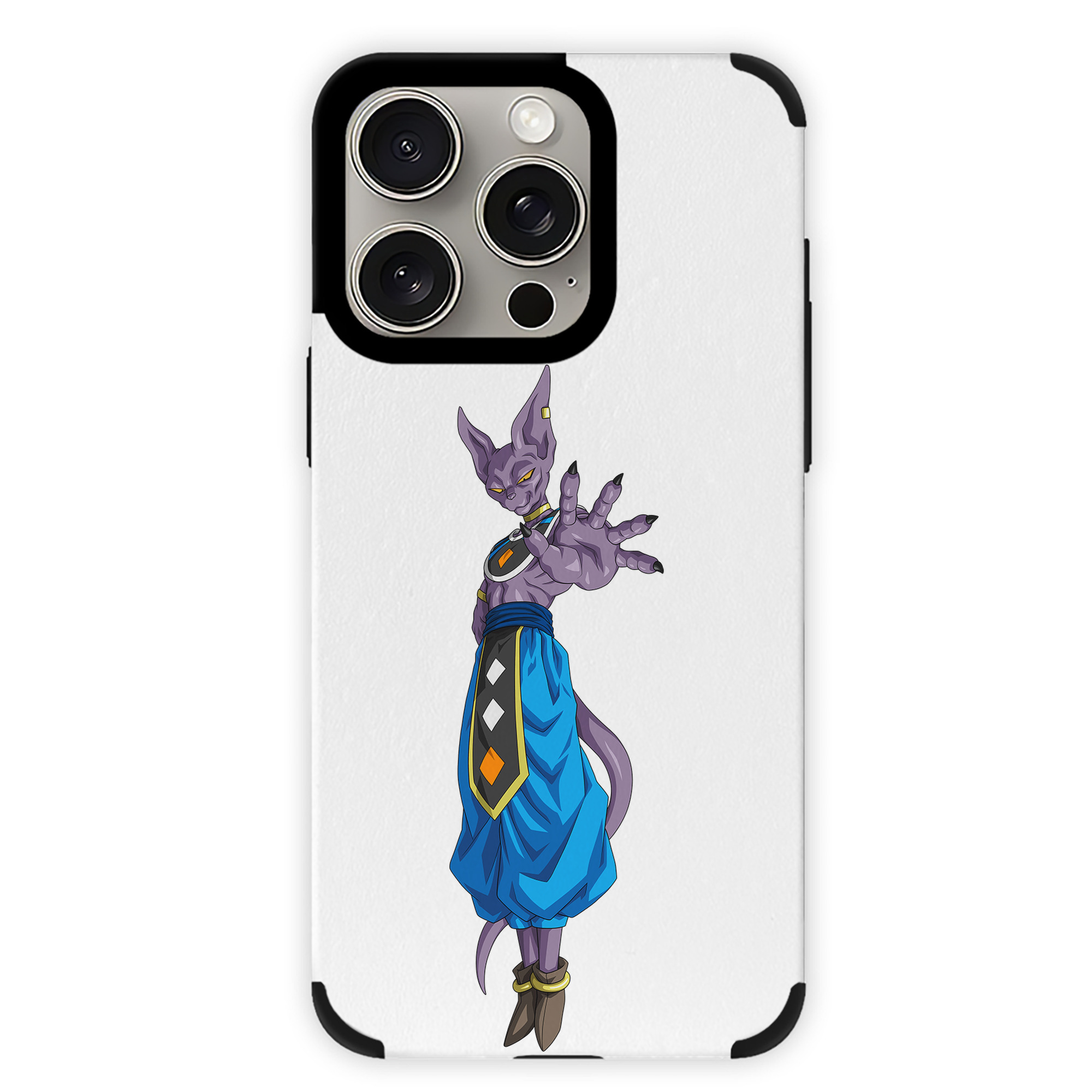（画像用） ドラゴンボール ビルス 破壊神ビルス DRAGON BALL Beerus Birusu 【iPhone15ProMax対応】 PUレザー スマホケース 耐衝撃＆黄変防止