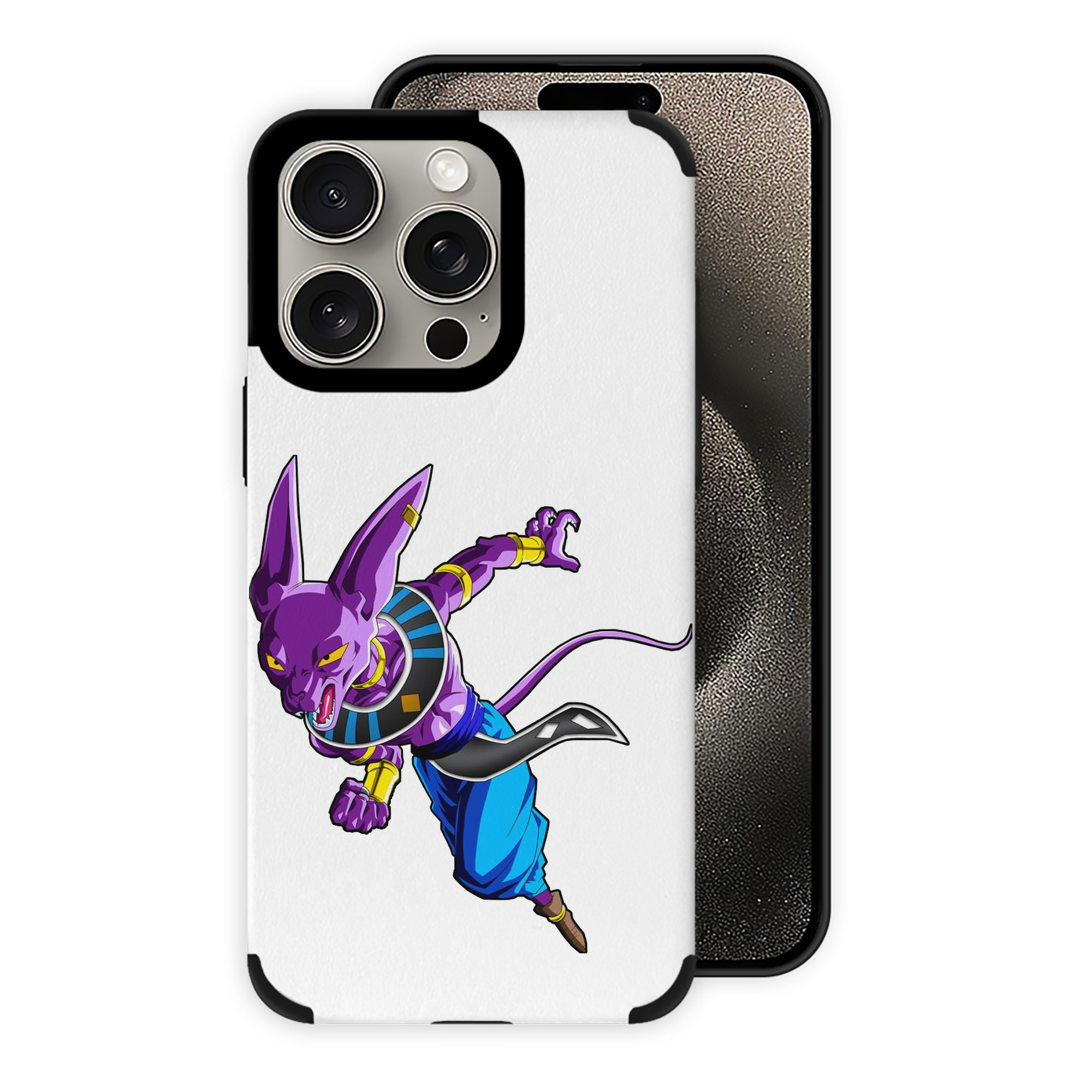 （画像用） ドラゴンボール ビルス 破壊神ビルス DRAGON BALL Beerus Birusu 【iPhone15ProMax対応】 PUレザー スマホケース 耐衝撃＆黄変防止