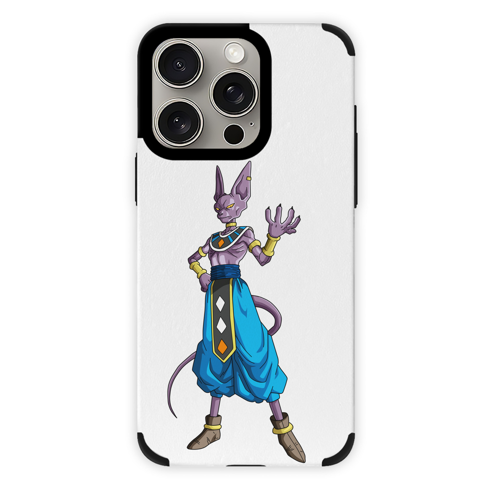（画像用） ドラゴンボール ビルス 破壊神ビルス DRAGON BALL Beerus Birusu 【iPhone15ProMax対応】 PUレザー スマホケース 耐衝撃＆黄変防止