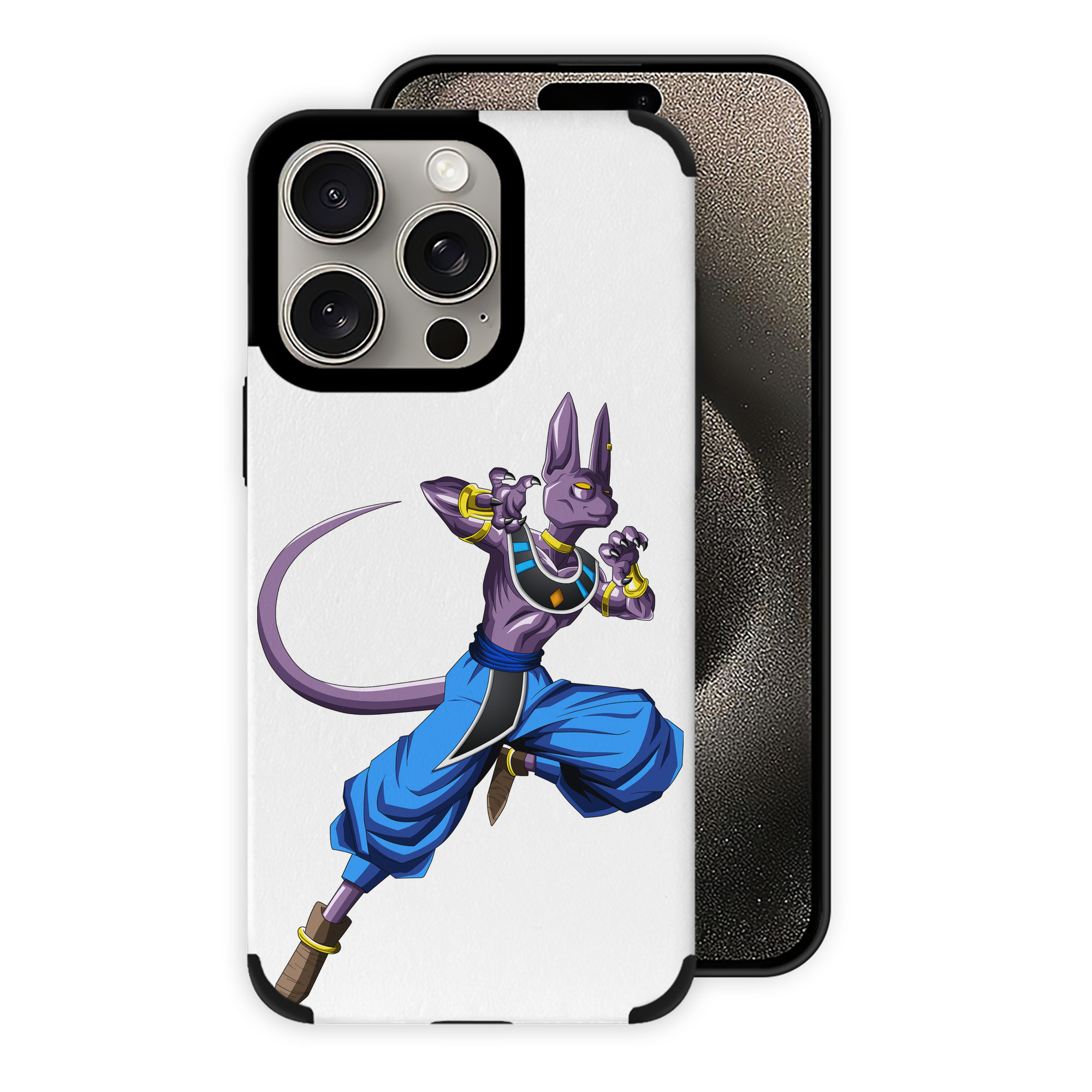 （画像用） ドラゴンボール ビルス 破壊神ビルス DRAGON BALL Beerus Birusu 【iPhone15ProMax対応】 PUレザー スマホケース 耐衝撃＆黄変防止
