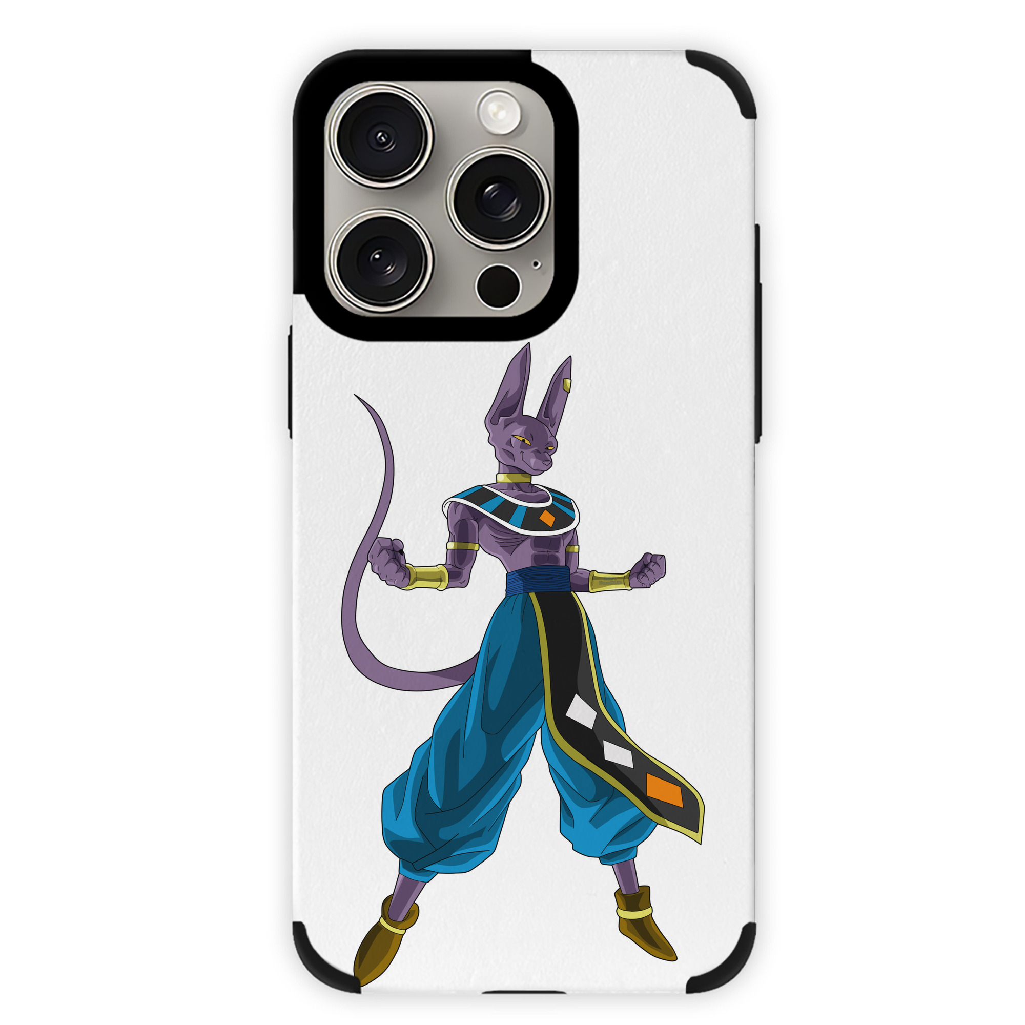 （画像用） ドラゴンボール ビルス 破壊神ビルス DRAGON BALL Beerus Birusu 【iPhone15ProMax対応】 PUレザー スマホケース 耐衝撃＆黄変防止