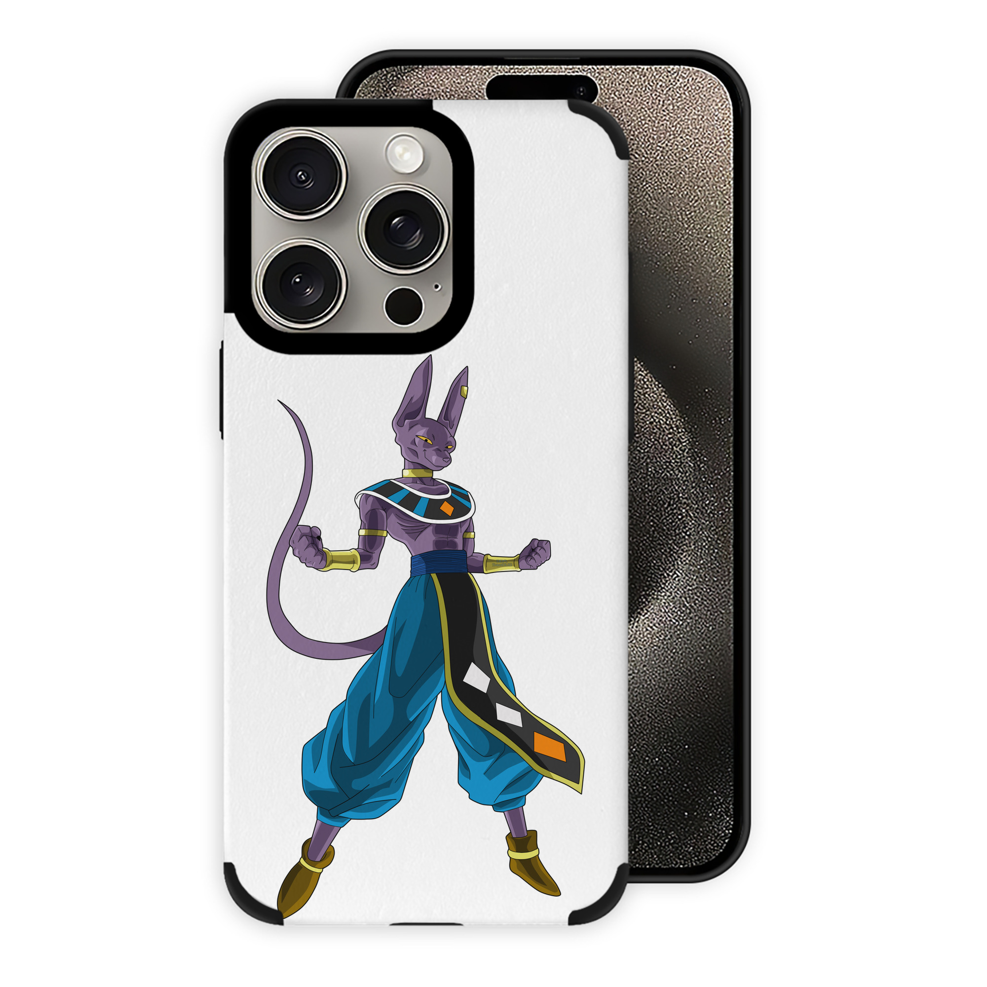 （画像用） ドラゴンボール ビルス 破壊神ビルス DRAGON BALL Beerus Birusu 【iPhone15ProMax対応】 PUレザー スマホケース 耐衝撃＆黄変防止