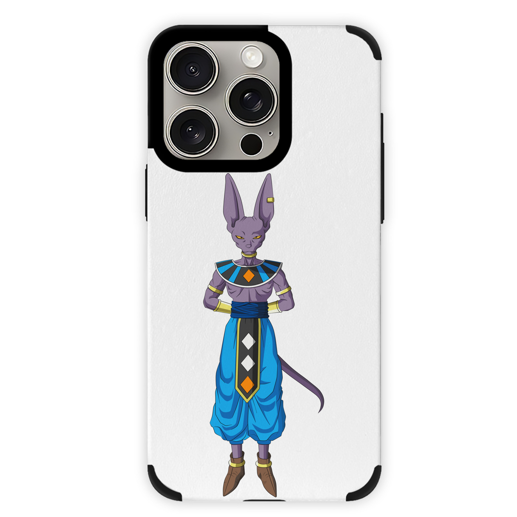 （画像用） ドラゴンボール ビルス 破壊神ビルス DRAGON BALL Beerus Birusu 【iPhone15ProMax対応】 PUレザー スマホケース 耐衝撃＆黄変防止