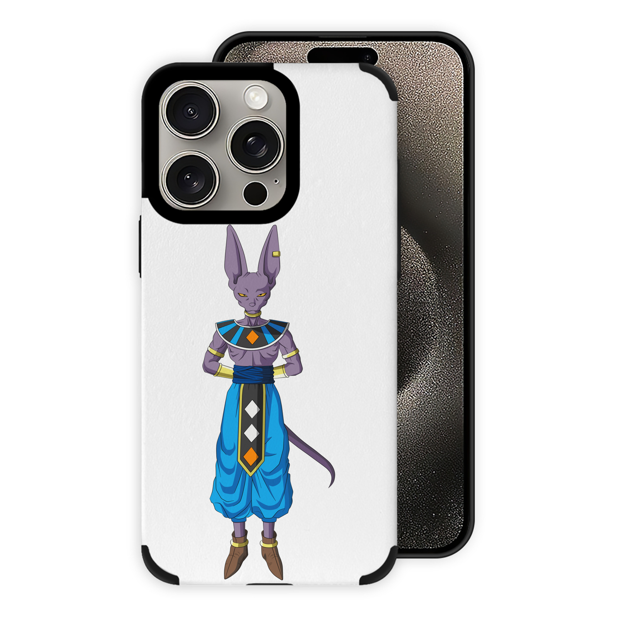 （画像用） ドラゴンボール ビルス 破壊神ビルス DRAGON BALL Beerus Birusu 【iPhone15ProMax対応】 PUレザー スマホケース 耐衝撃＆黄変防止