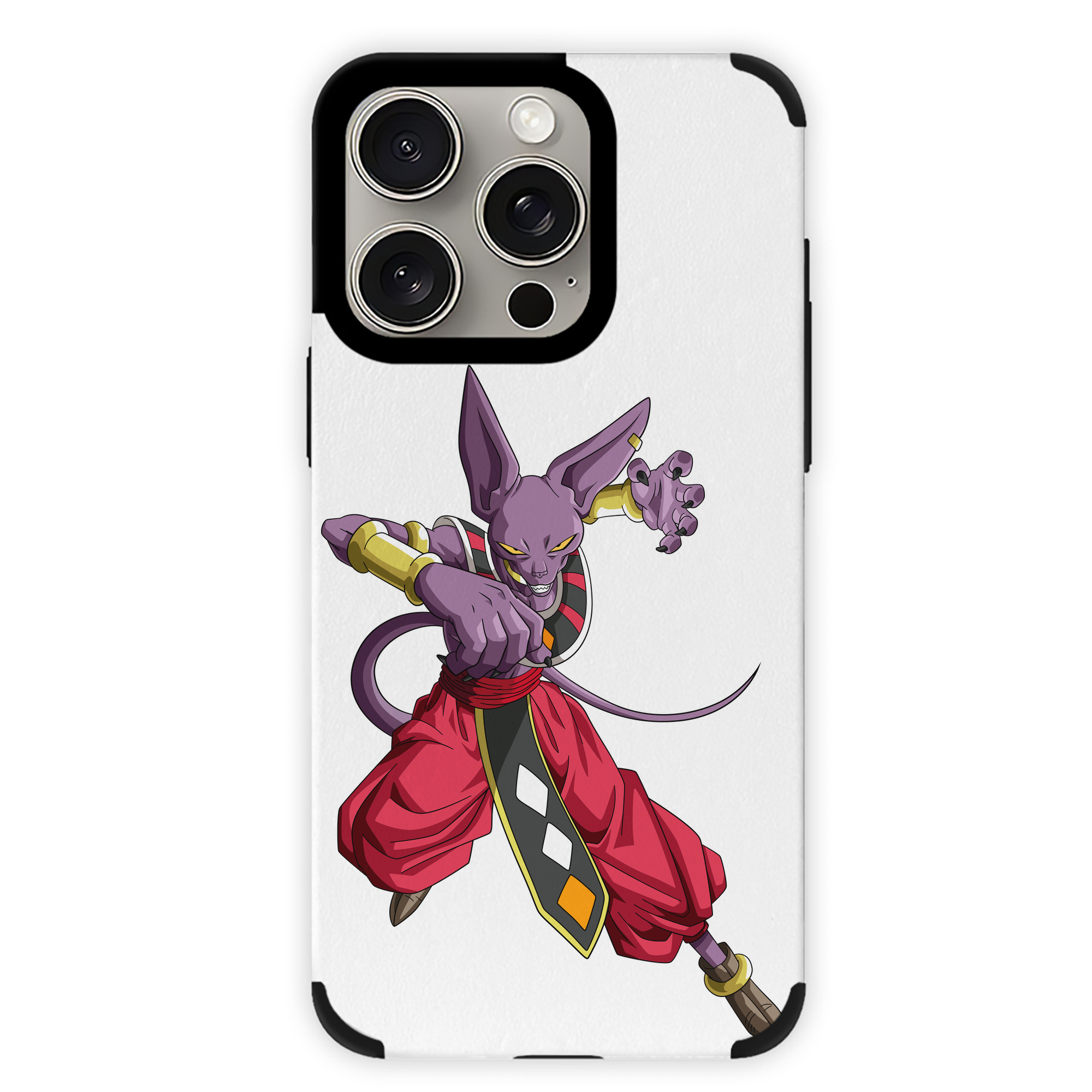 （画像用） ドラゴンボール ビルス 破壊神ビルス DRAGON BALL Beerus Birusu 【iPhone15ProMax対応】 PUレザー スマホケース 耐衝撃＆黄変防止