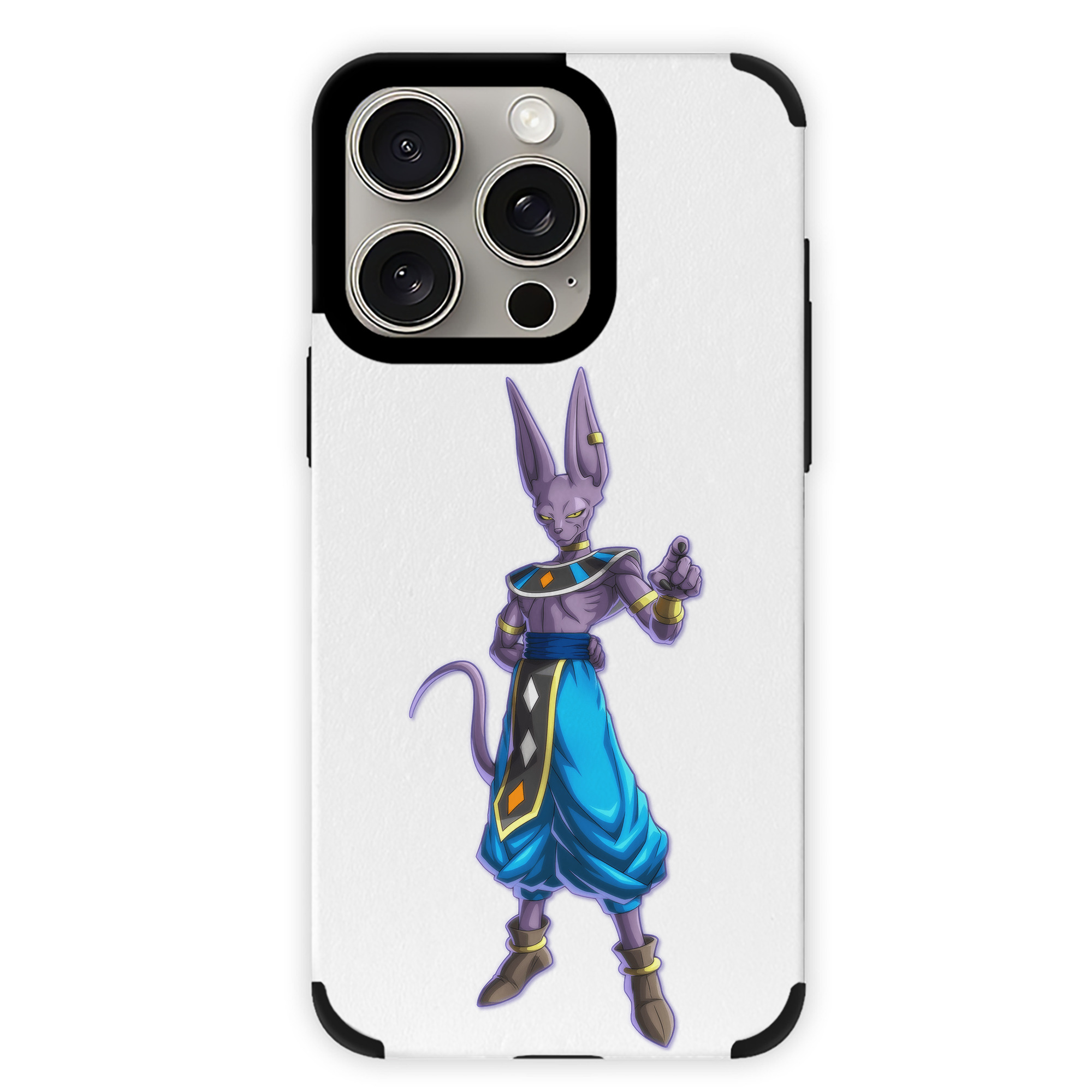 （画像用） ドラゴンボール ビルス 破壊神ビルス DRAGON BALL Beerus Birusu 【iPhone15ProMax対応】 PUレザー スマホケース 耐衝撃＆黄変防止