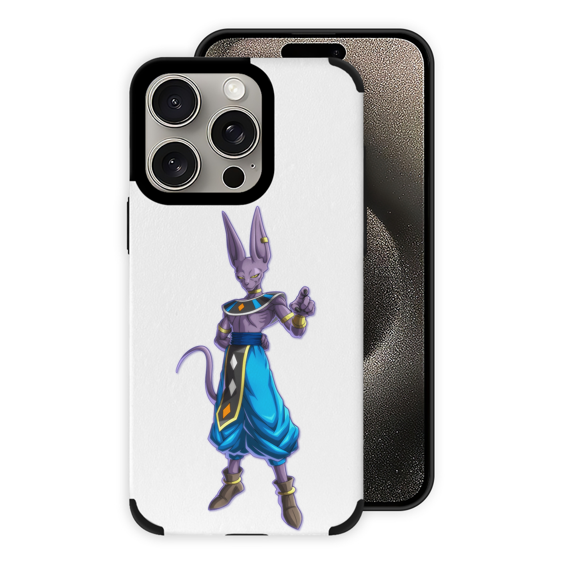 （画像用） ドラゴンボール ビルス 破壊神ビルス DRAGON BALL Beerus Birusu 【iPhone15ProMax対応】 PUレザー スマホケース 耐衝撃＆黄変防止
