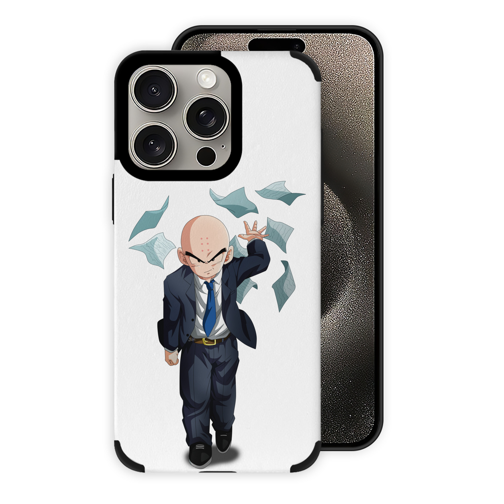 （画像用） ドラゴンボール クリリン DRAGON BALL krillin 【iPhone15ProMax対応】 PUレザー スマホケース 耐衝撃＆黄変防止