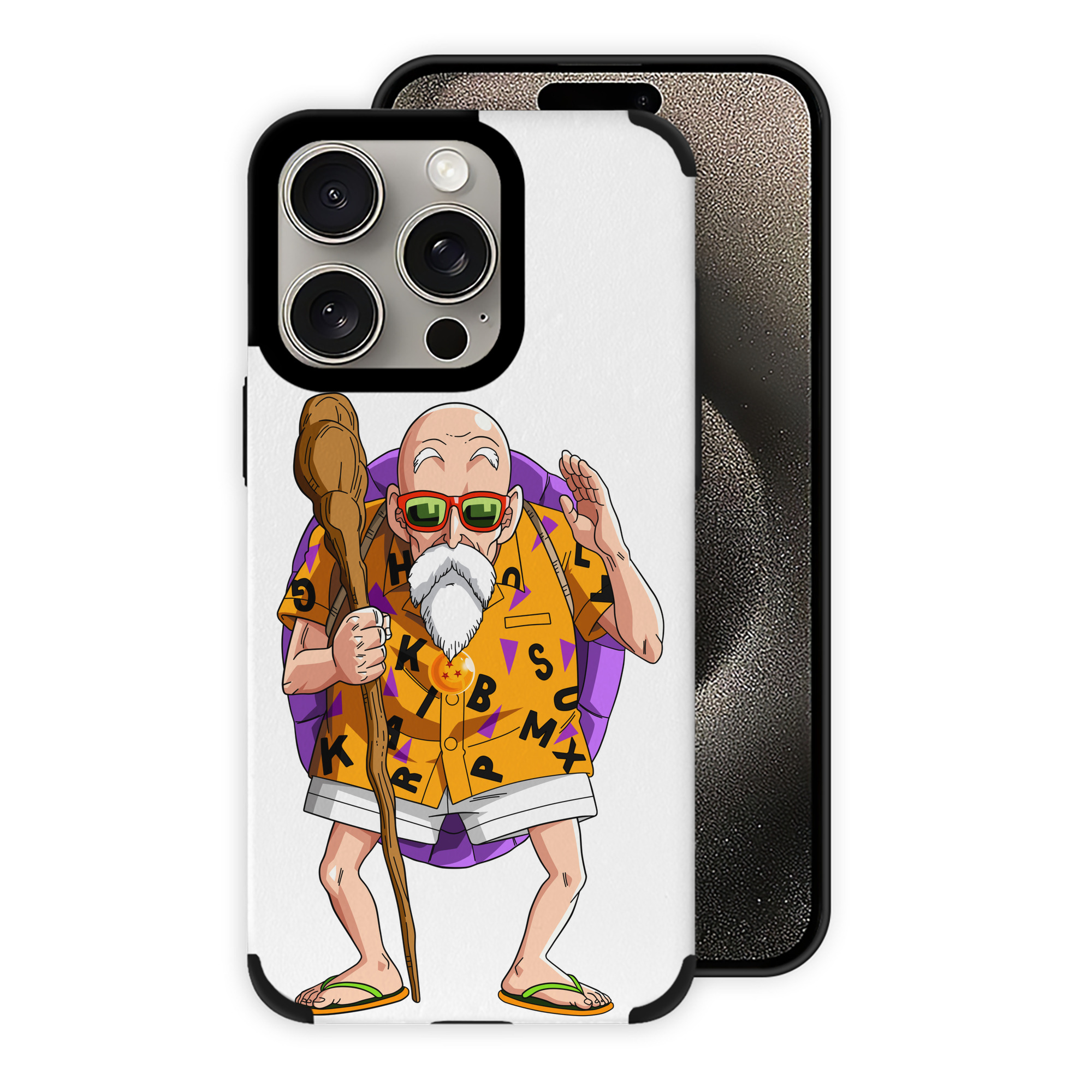 （画像用） ドラゴンボール 亀仙人（かめせんにん） DRAGON BALL Master Roshi Kame Sennin 【iPhone15ProMax対応】 PUレザー スマホケース 耐衝撃＆黄変防止