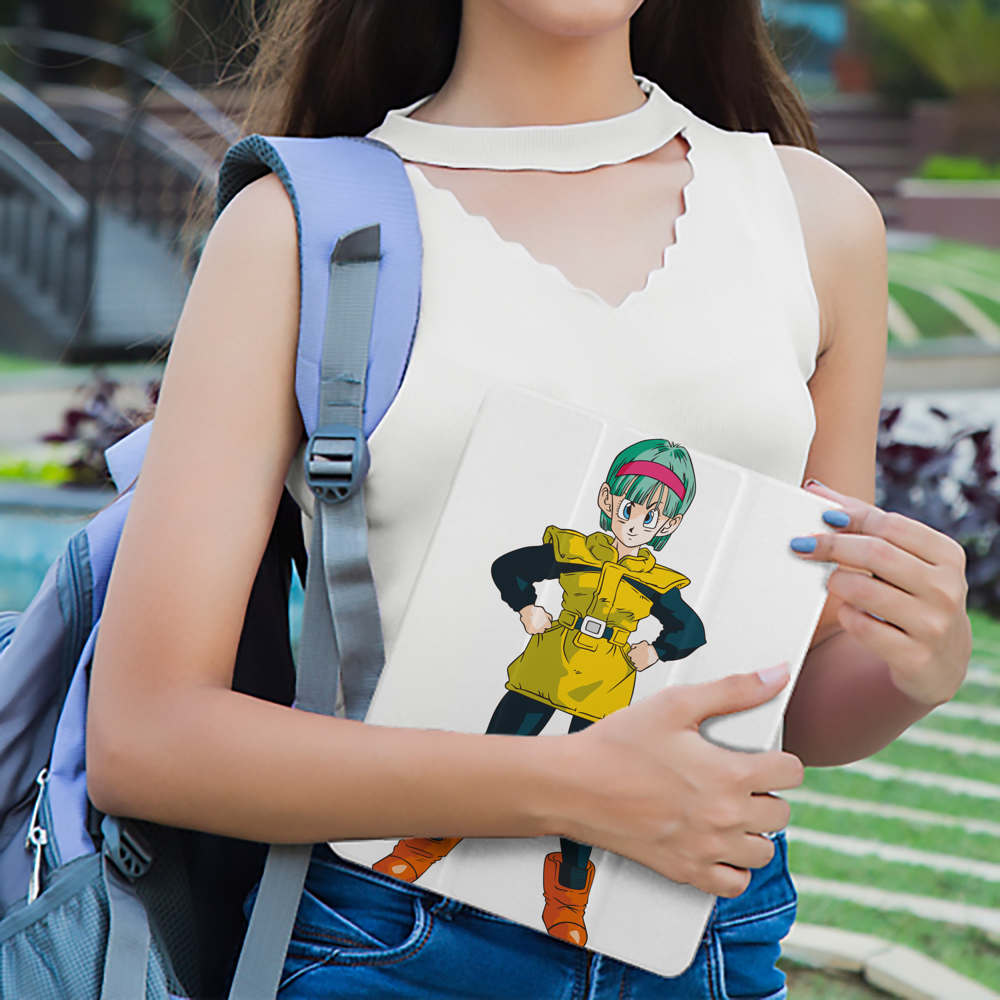 ドラゴンボール ブルマ DRAGON BALL Bulma IPad ケース ペン収納付き 三つ折りスタンド PUレザー×シリコン 対応機種9.5/10.5/10.9インチ
