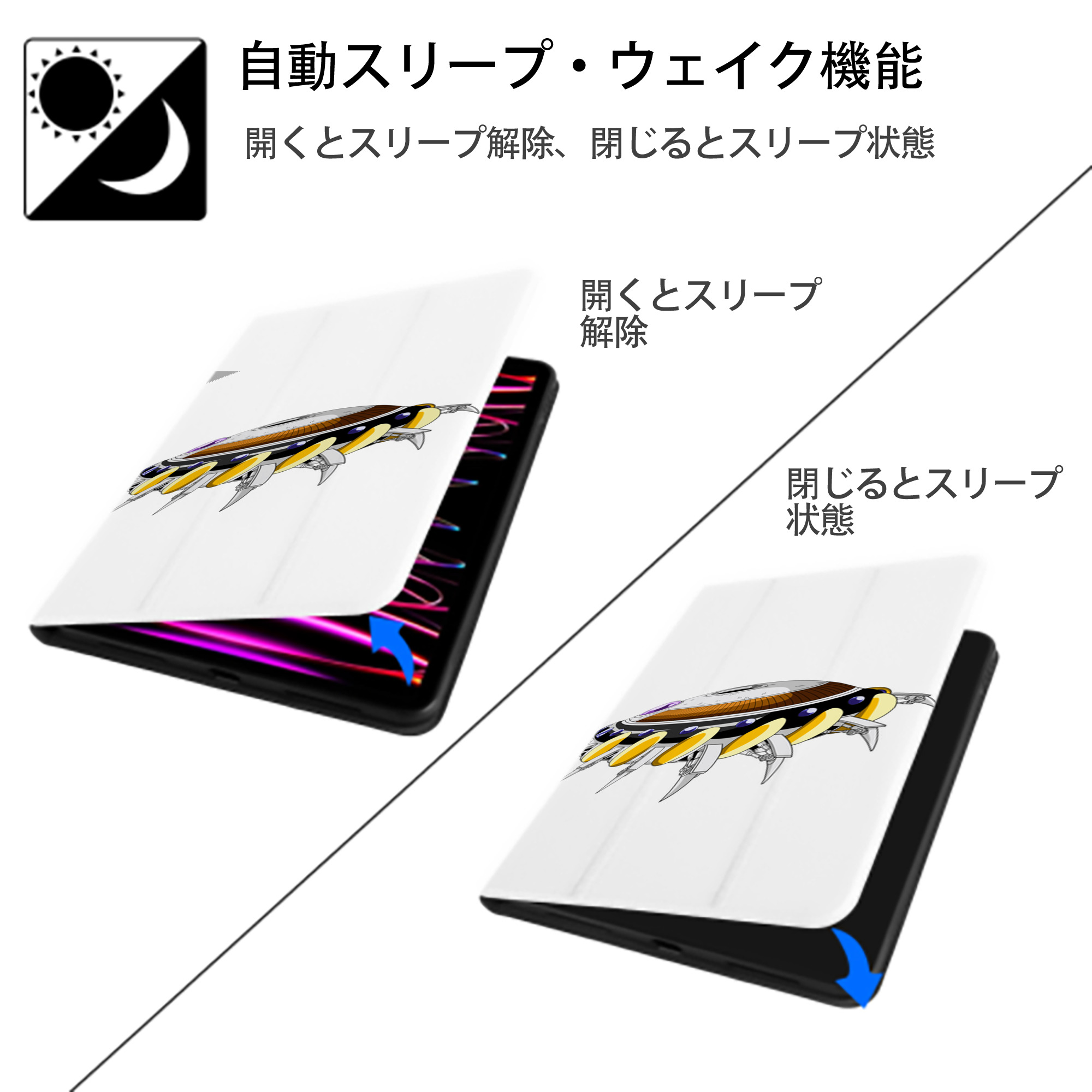 ドラゴンボール DRAGON BALL IPad ケース ペン収納付き 三つ折りスタンド PUレザー×シリコン 対応機種9.5/10.5/10.9インチ