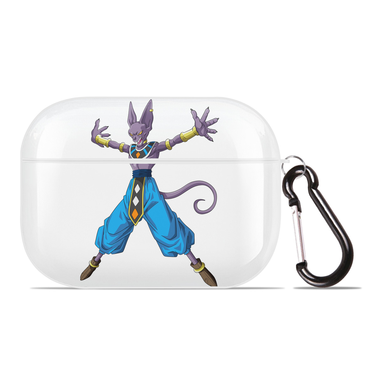 （画像用） ドラゴンボール ビルス 破壊神ビルス DRAGON BALL Beerus Birusu 【AirPods Pro用】ハードシェル保護ケース 耐衝撃・防指紋・カラビナ付き商品仕様
