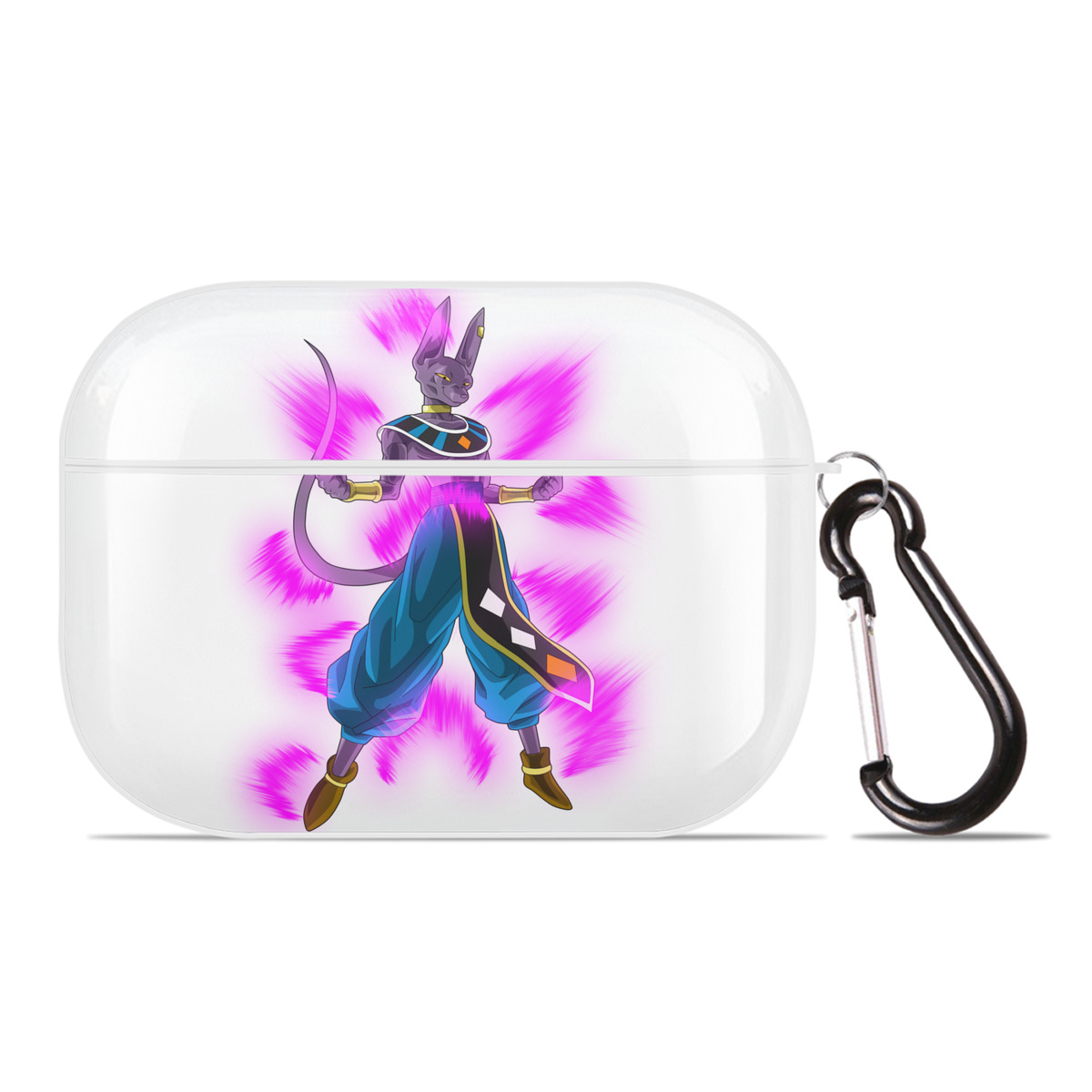 （画像用） ドラゴンボール ビルス 破壊神ビルス DRAGON BALL Beerus Birusu 【AirPods Pro用】ハードシェル保護ケース 耐衝撃・防指紋・カラビナ付き商品仕様