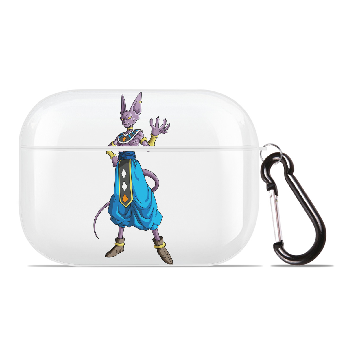 （画像用） ドラゴンボール ビルス 破壊神ビルス DRAGON BALL Beerus Birusu 【AirPods Pro用】ハードシェル保護ケース 耐衝撃・防指紋・カラビナ付き商品仕様
