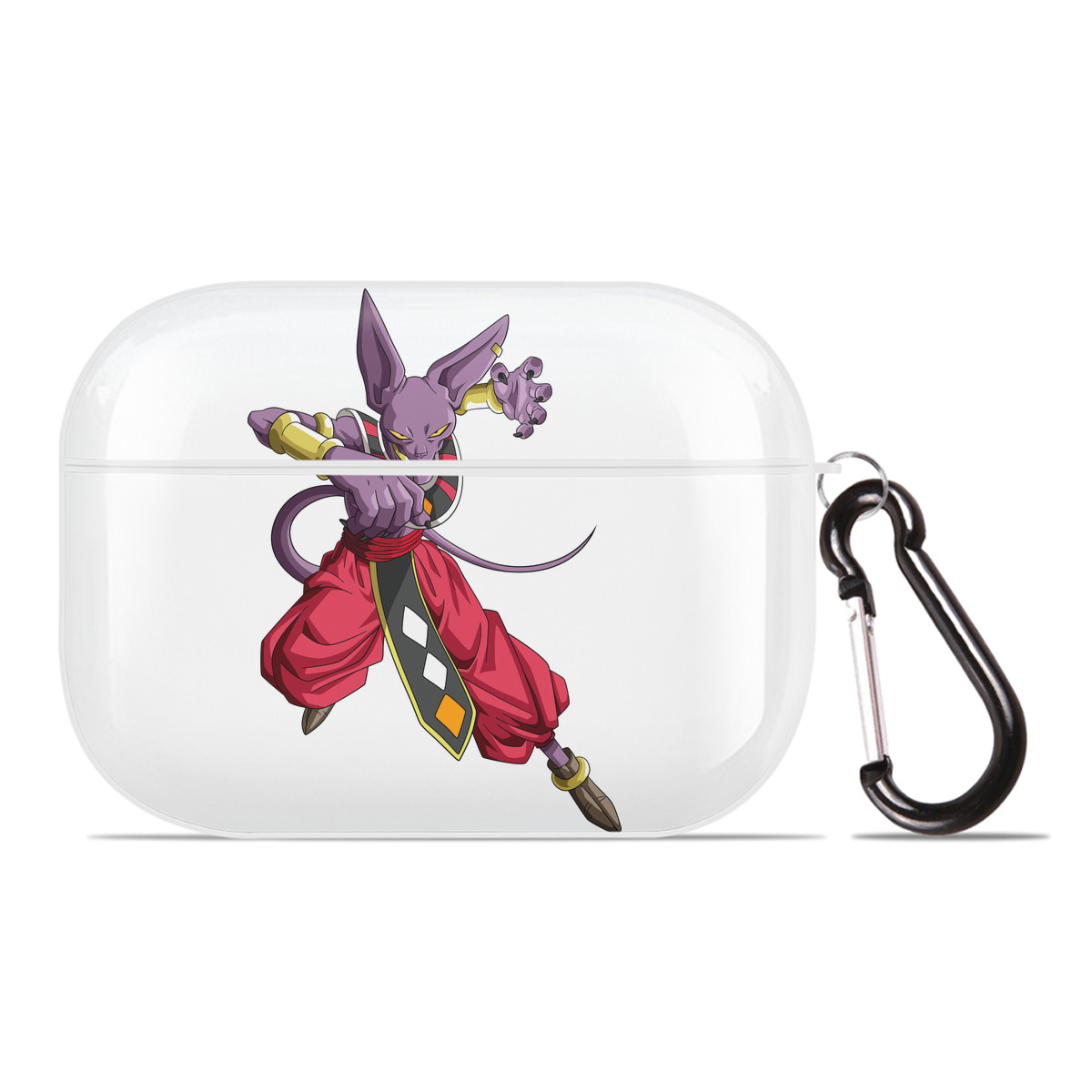 （画像用） ドラゴンボール ビルス 破壊神ビルス DRAGON BALL Beerus Birusu 【AirPods Pro用】ハードシェル保護ケース 耐衝撃・防指紋・カラビナ付き商品仕様