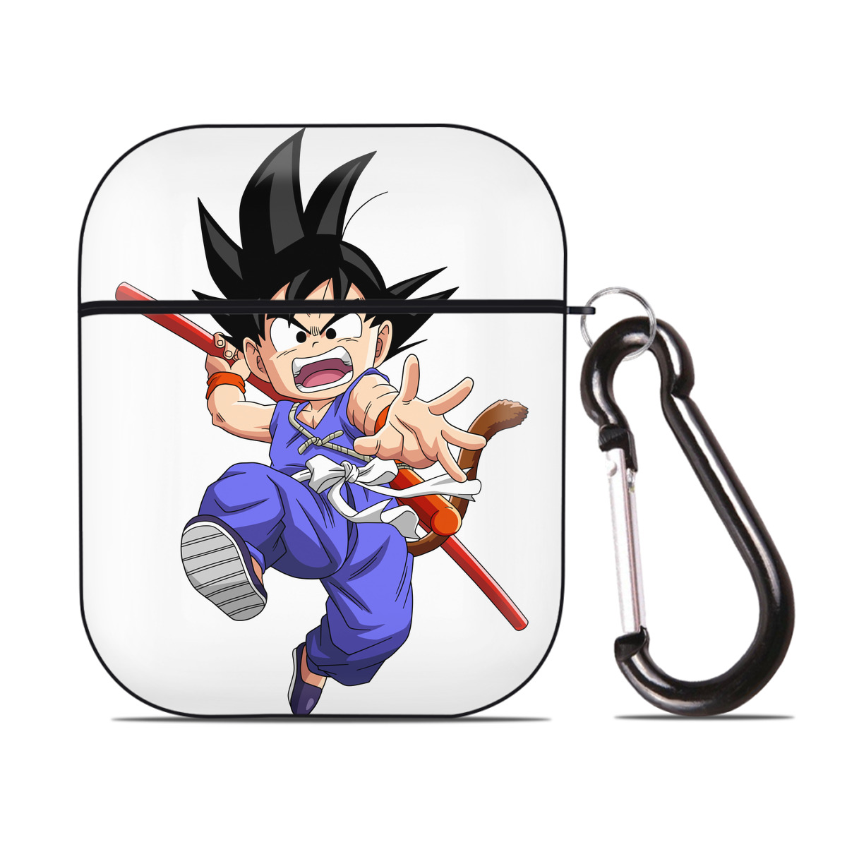 （画像用） ドラゴンボール 孫悟空（そん ごくう）Son Goku カカロット DRAGON BALL Kakarotto AirPods 第2世代保護ケース ハードシェル ブラック 耐衝撃・防指紋・カラビナ付き