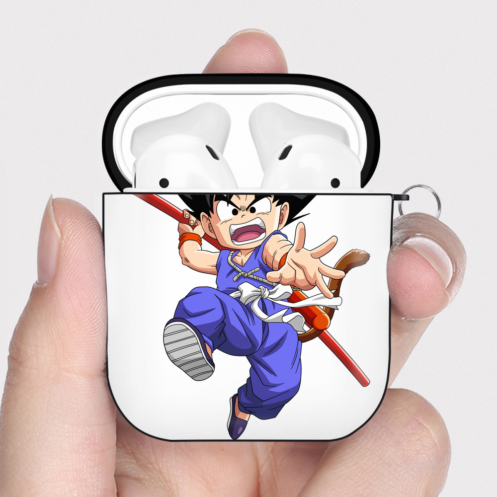 （画像用） ドラゴンボール 孫悟空（そん ごくう）Son Goku カカロット DRAGON BALL Kakarotto AirPods 第2世代保護ケース ハードシェル ブラック 耐衝撃・防指紋・カラビナ付き