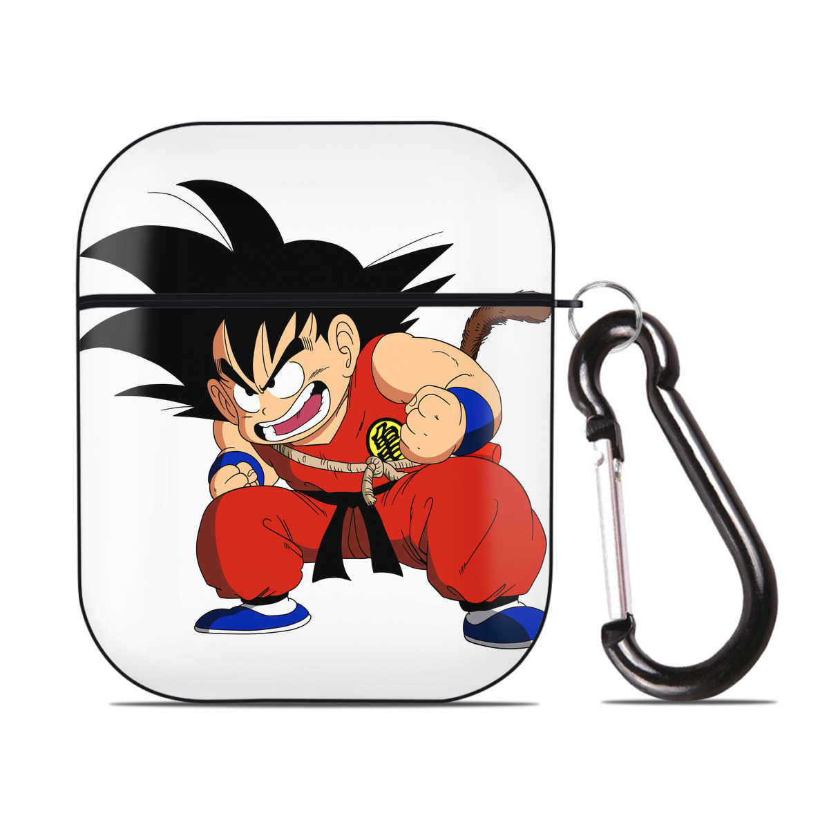 （画像用） ドラゴンボール 孫悟空（そん ごくう）Son Goku カカロット DRAGON BALL Kakarotto AirPods 第2世代保護ケース ハードシェル ブラック 耐衝撃・防指紋・カラビナ付き