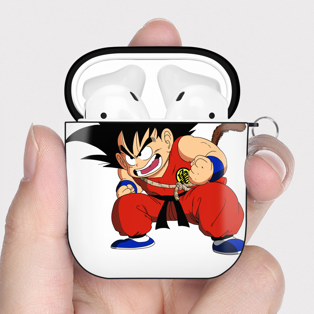 （画像用） ドラゴンボール 孫悟空（そん ごくう）Son Goku カカロット DRAGON BALL Kakarotto AirPods 第2世代保護ケース ハードシェル ブラック 耐衝撃・防指紋・カラビナ付き