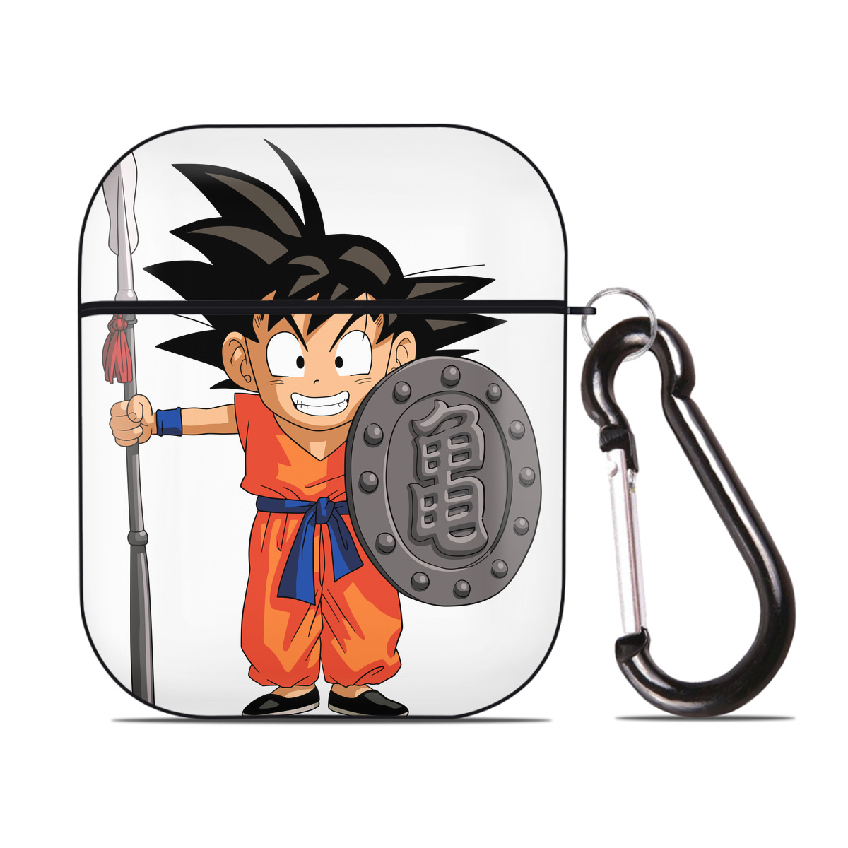（画像用） ドラゴンボール 孫悟空（そん ごくう）Son Goku カカロット DRAGON BALL Kakarotto AirPods 第2世代保護ケース ハードシェル ブラック 耐衝撃・防指紋・カラビナ付き