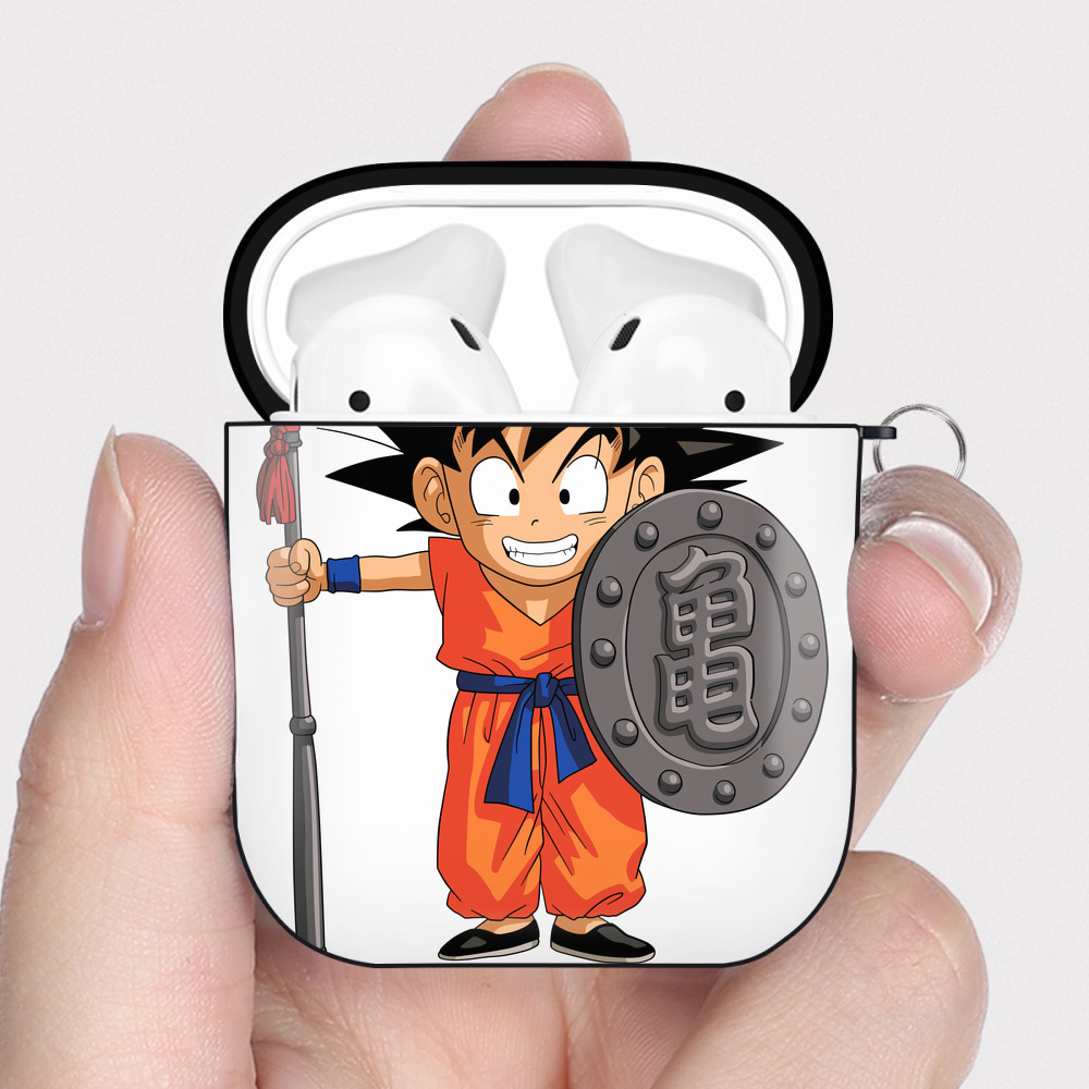 （画像用） ドラゴンボール 孫悟空（そん ごくう）Son Goku カカロット DRAGON BALL Kakarotto AirPods 第2世代保護ケース ハードシェル ブラック 耐衝撃・防指紋・カラビナ付き