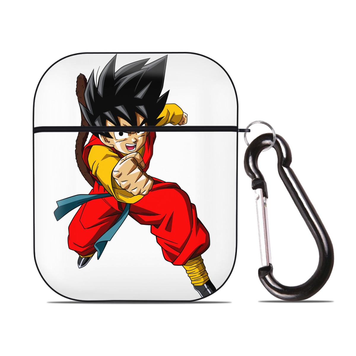 （画像用） ドラゴンボール 孫悟空（そん ごくう）Son Goku カカロット DRAGON BALL Kakarotto AirPods 第2世代保護ケース ハードシェル ブラック 耐衝撃・防指紋・カラビナ付き