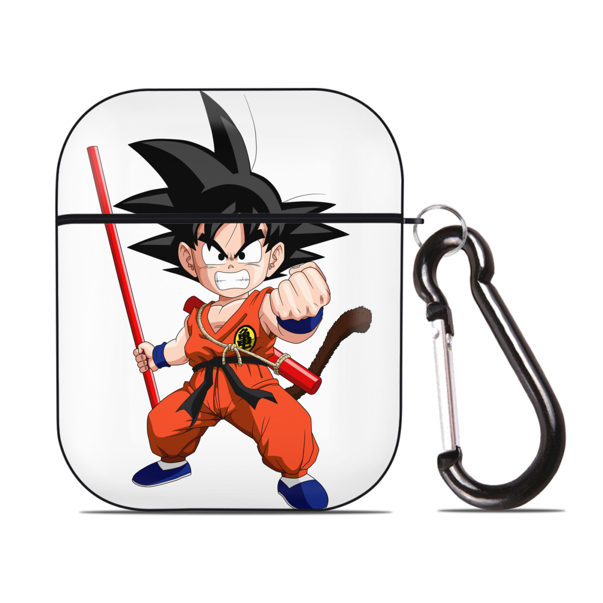 （画像用） ドラゴンボール 孫悟空（そん ごくう）Son Goku カカロット DRAGON BALL Kakarotto AirPods 第2世代保護ケース ハードシェル ブラック 耐衝撃・防指紋・カラビナ付き
