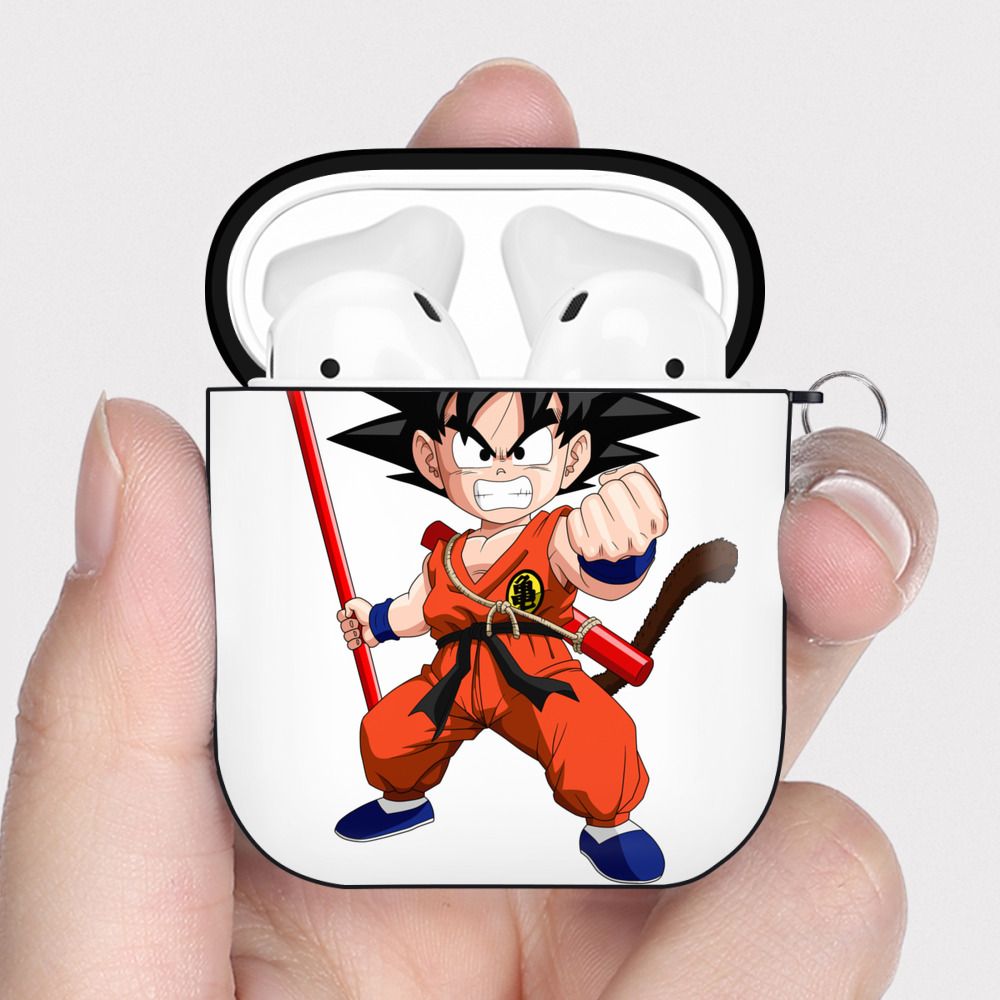 （画像用） ドラゴンボール 孫悟空（そん ごくう）Son Goku カカロット DRAGON BALL Kakarotto AirPods 第2世代保護ケース ハードシェル ブラック 耐衝撃・防指紋・カラビナ付き