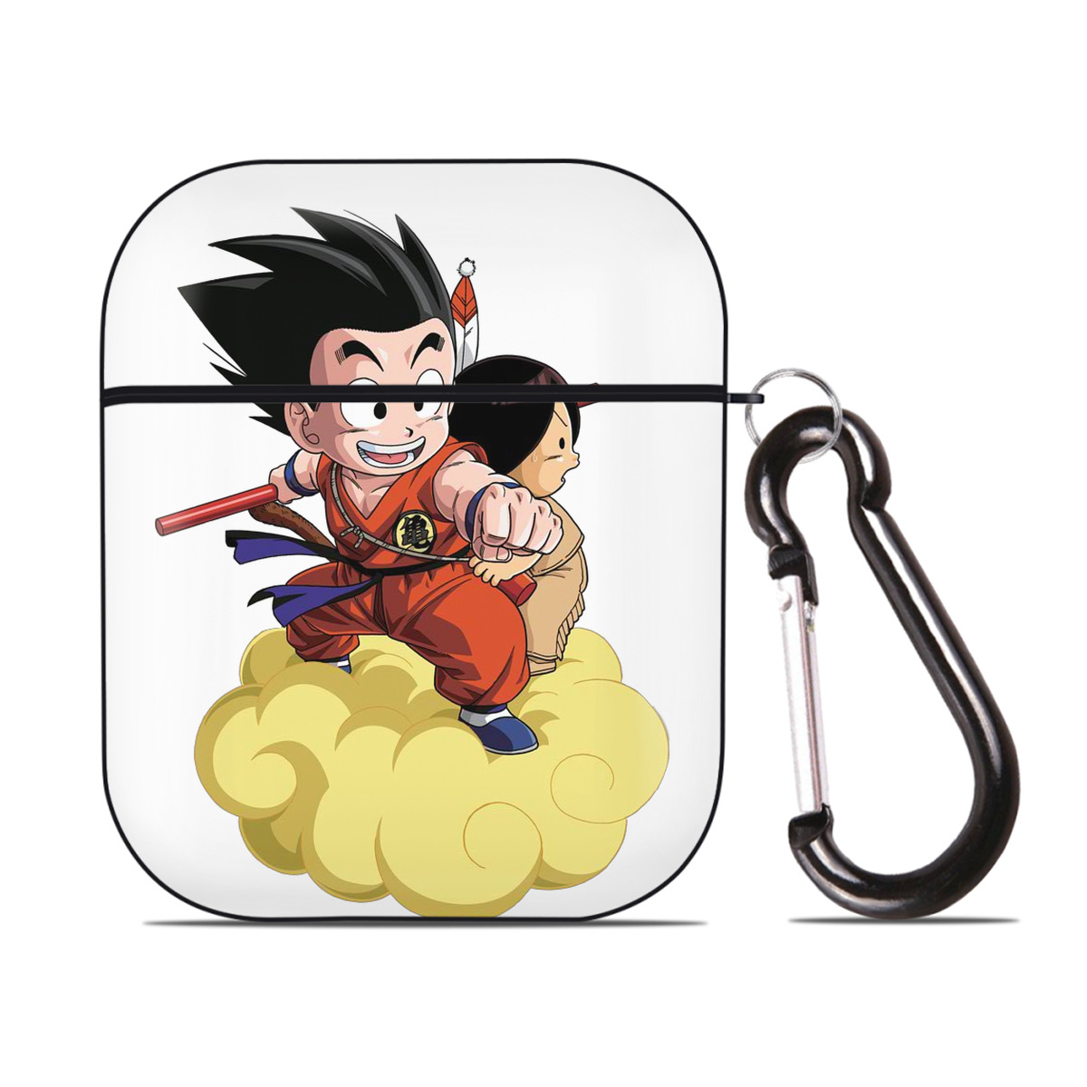（画像用） ドラゴンボール 孫悟空（そん ごくう）Son Goku カカロット DRAGON BALL Kakarotto AirPods 第2世代保護ケース ハードシェル ブラック 耐衝撃・防指紋・カラビナ付き