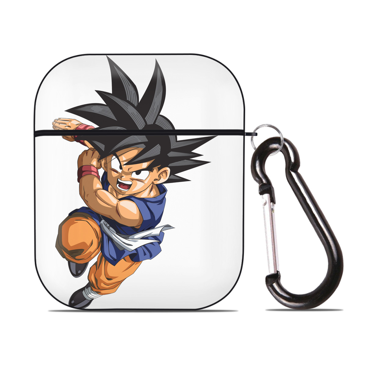 （画像用） ドラゴンボール 孫悟空（そん ごくう）Son Goku カカロット DRAGON BALL Kakarotto AirPods 第2世代保護ケース ハードシェル ブラック 耐衝撃・防指紋・カラビナ付き