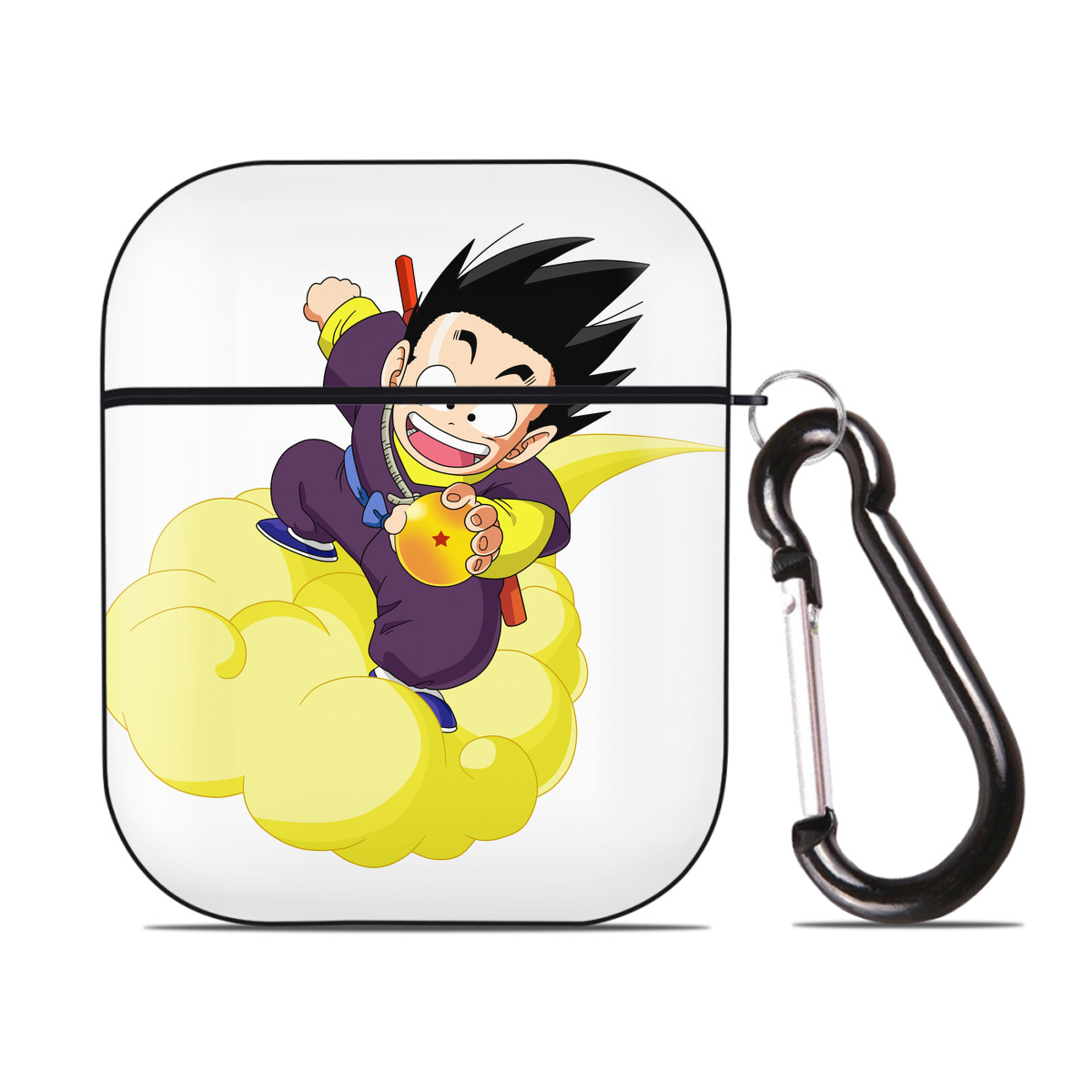 （画像用） ドラゴンボール 孫悟空（そん ごくう）Son Goku カカロット DRAGON BALL Kakarotto AirPods 第2世代保護ケース ハードシェル ブラック 耐衝撃・防指紋・カラビナ付き