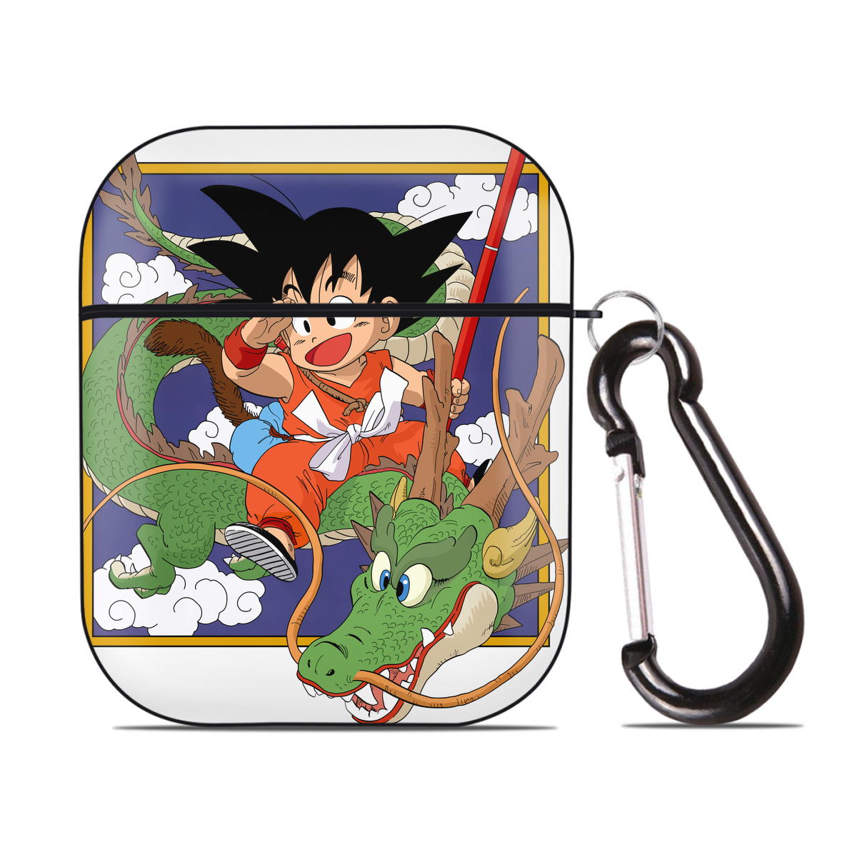 （画像用） ドラゴンボール 孫悟空（そん ごくう）Son Goku カカロット DRAGON BALL Kakarotto AirPods 第2世代保護ケース ハードシェル ブラック 耐衝撃・防指紋・カラビナ付き
