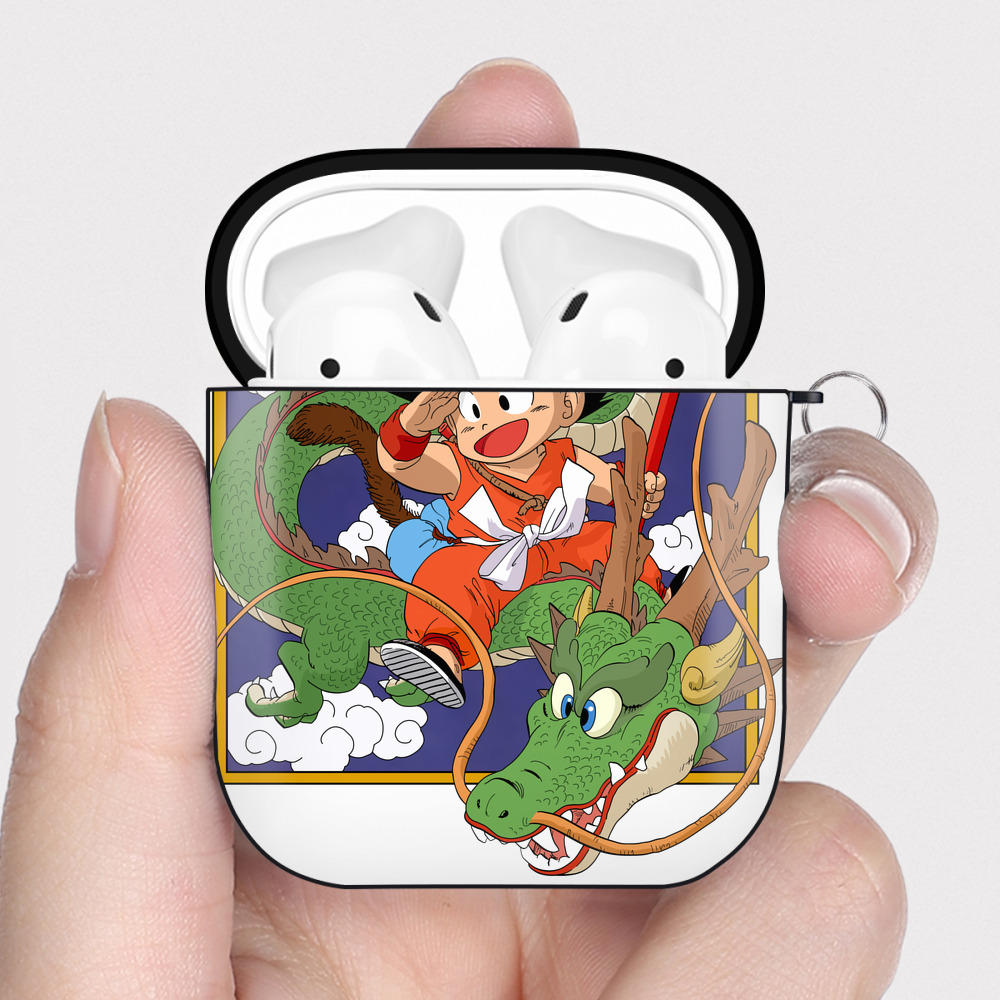 （画像用） ドラゴンボール 孫悟空（そん ごくう）Son Goku カカロット DRAGON BALL Kakarotto AirPods 第2世代保護ケース ハードシェル ブラック 耐衝撃・防指紋・カラビナ付き