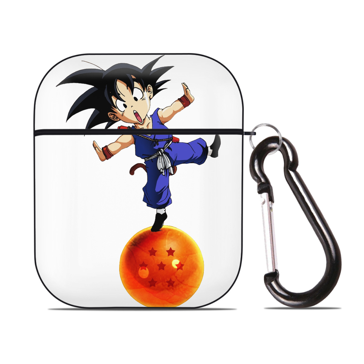 （画像用） ドラゴンボール 孫悟空（そん ごくう）Son Goku カカロット DRAGON BALL Kakarotto AirPods 第2世代保護ケース ハードシェル ブラック 耐衝撃・防指紋・カラビナ付き